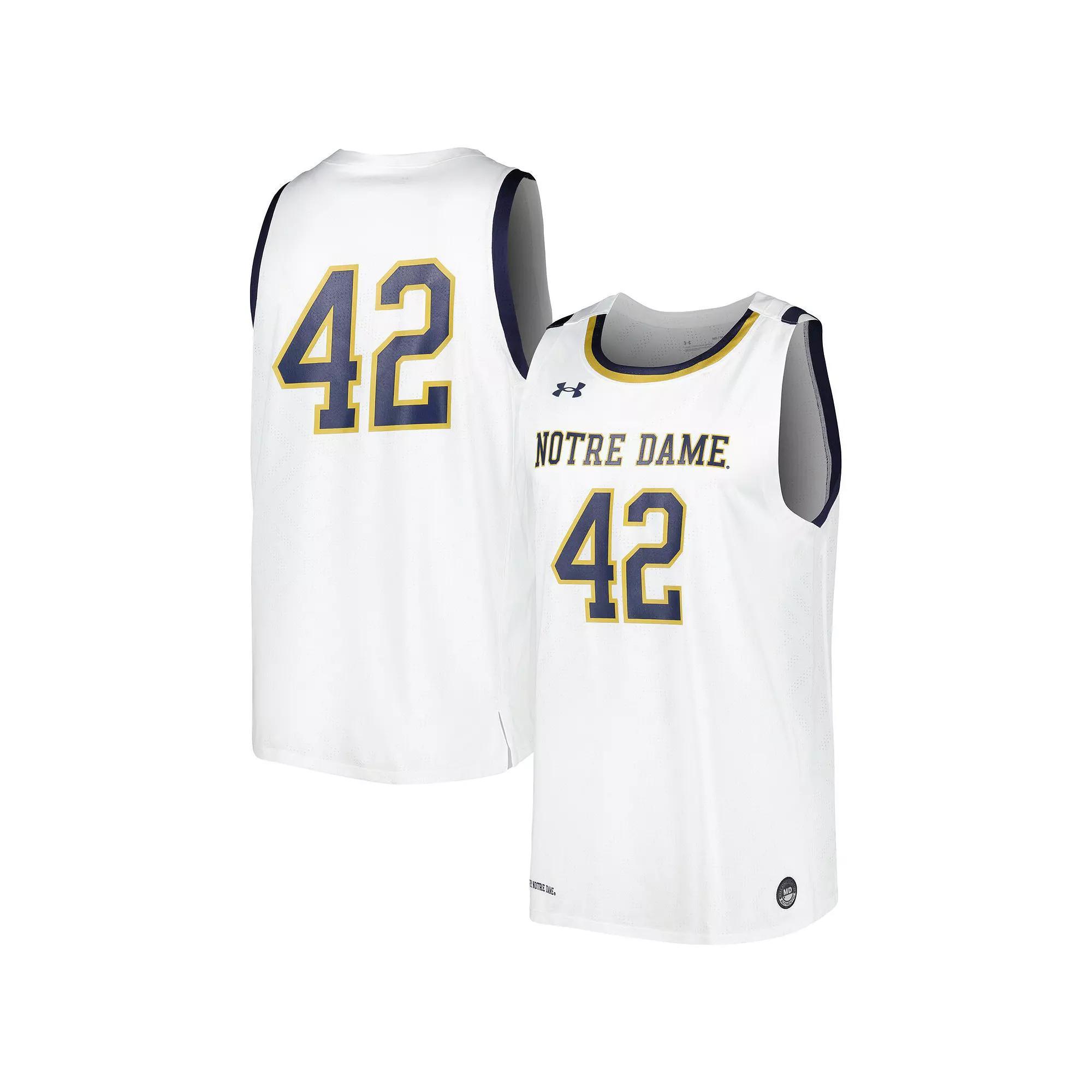 Men's Under Armour #42 White Notre Dame Fighting Irish Replica Basketball Jersey, Size: Small Product Image
