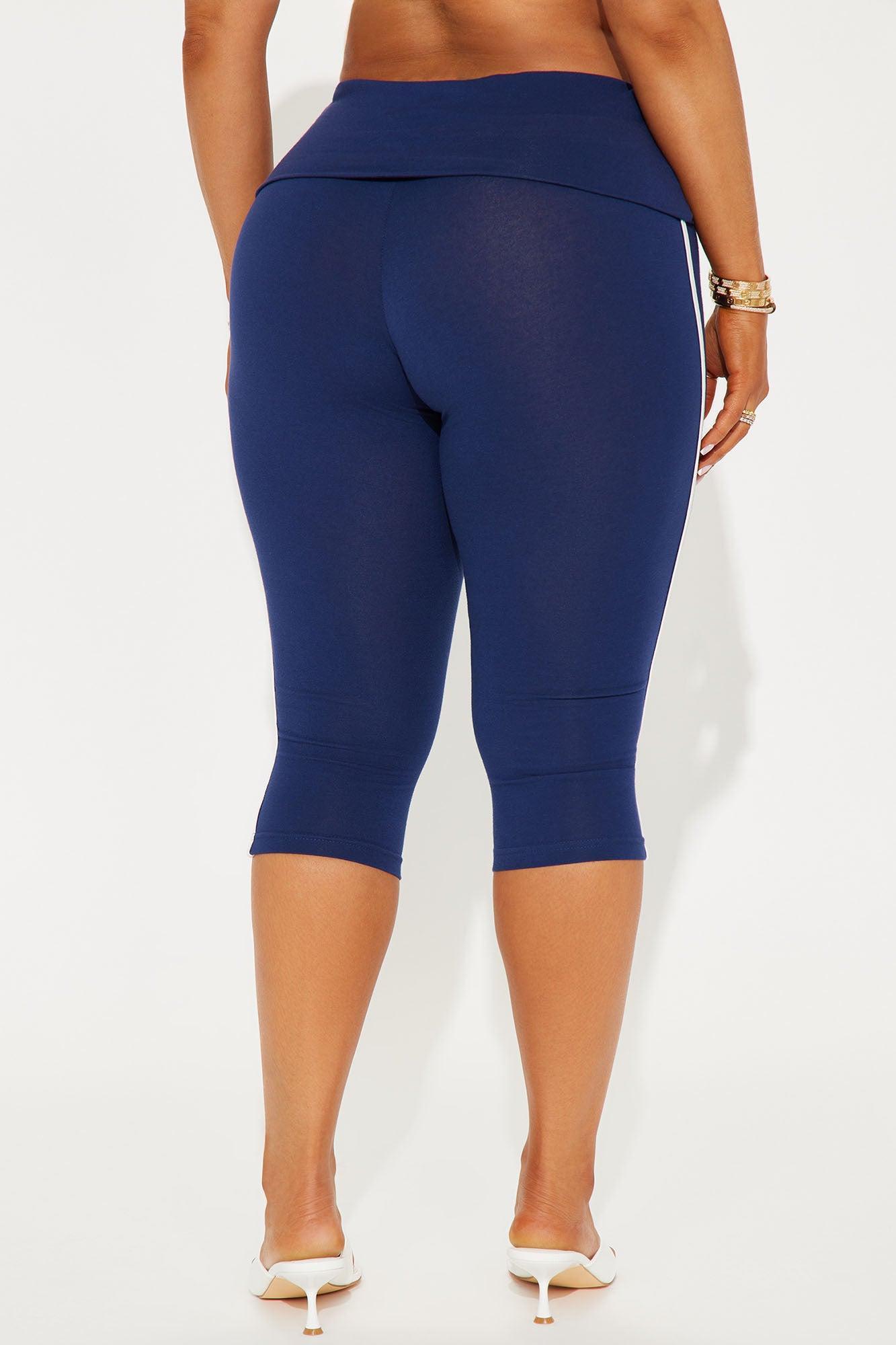What Attitude Foldover Waistband Capri Legging - Navy/combo Product Image