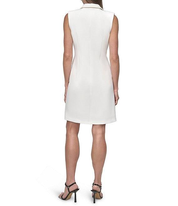 DKNY by Donna Karan Woven Notch Lapel Collar Neck Sleeveless A-Line Mini Blazer Dress Product Image
