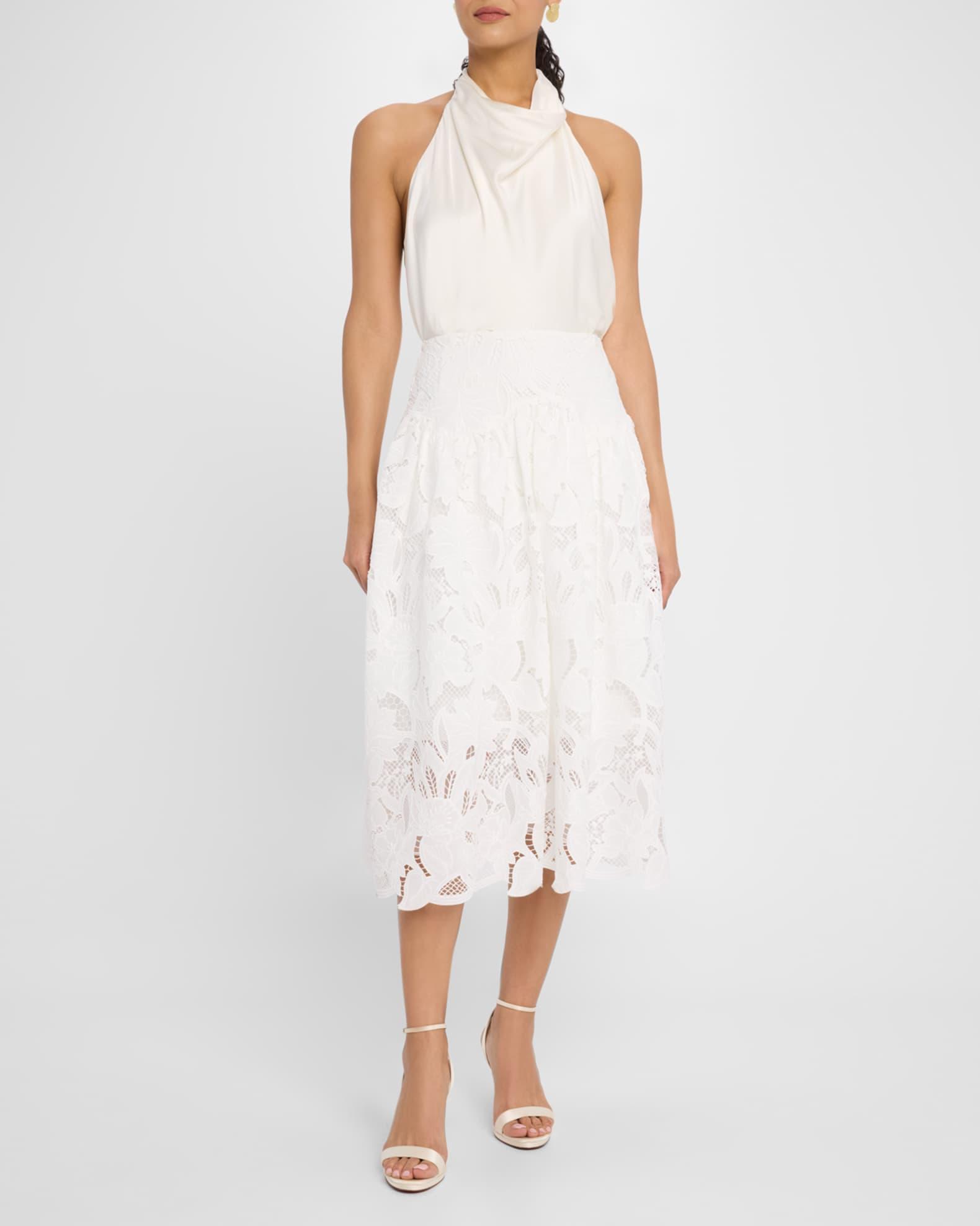 Roxie Embroidered Floral Lace Midi Skirt Product Image