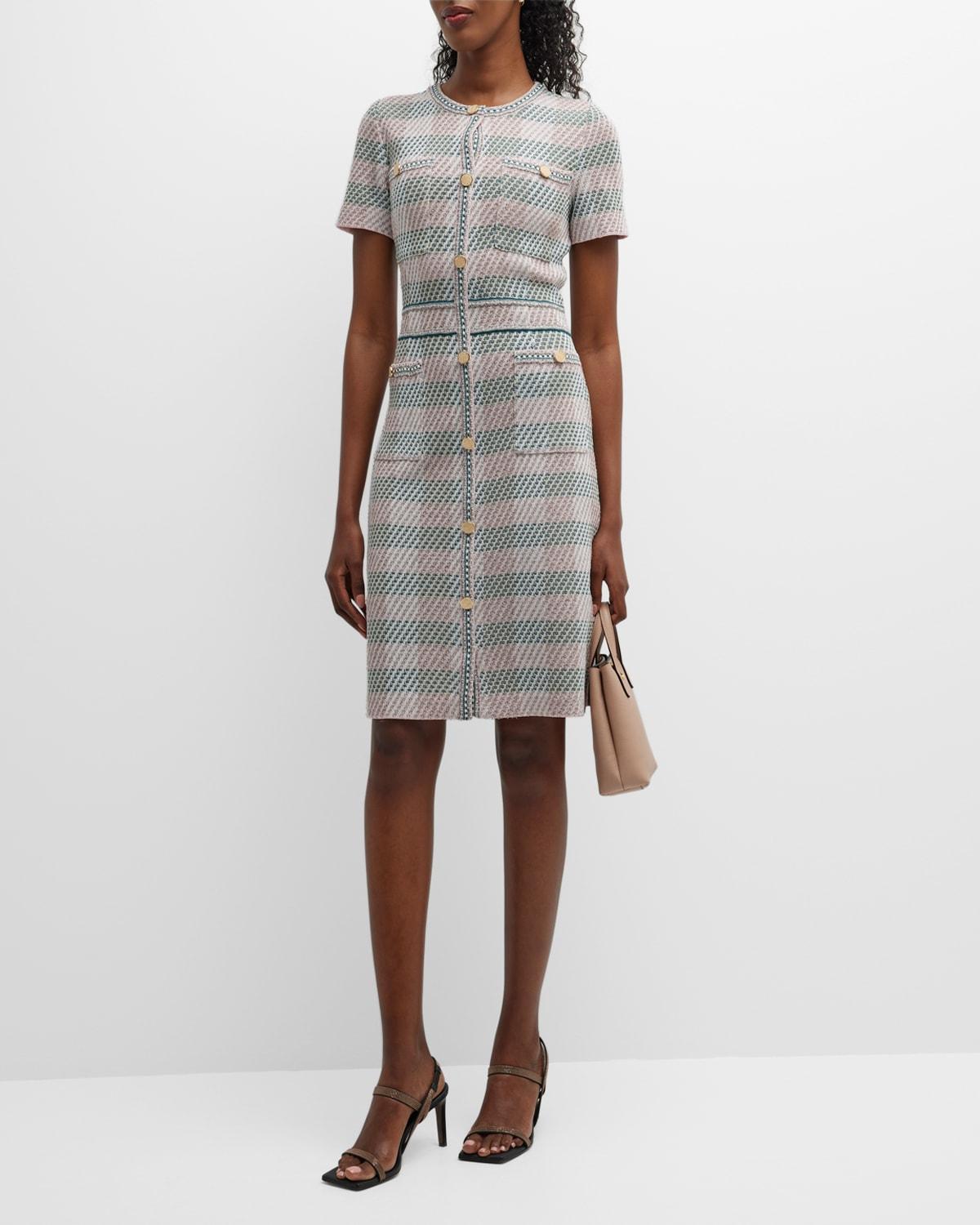 Womens Plaid Tweed Modern-Fit Sheath Dress Product Image