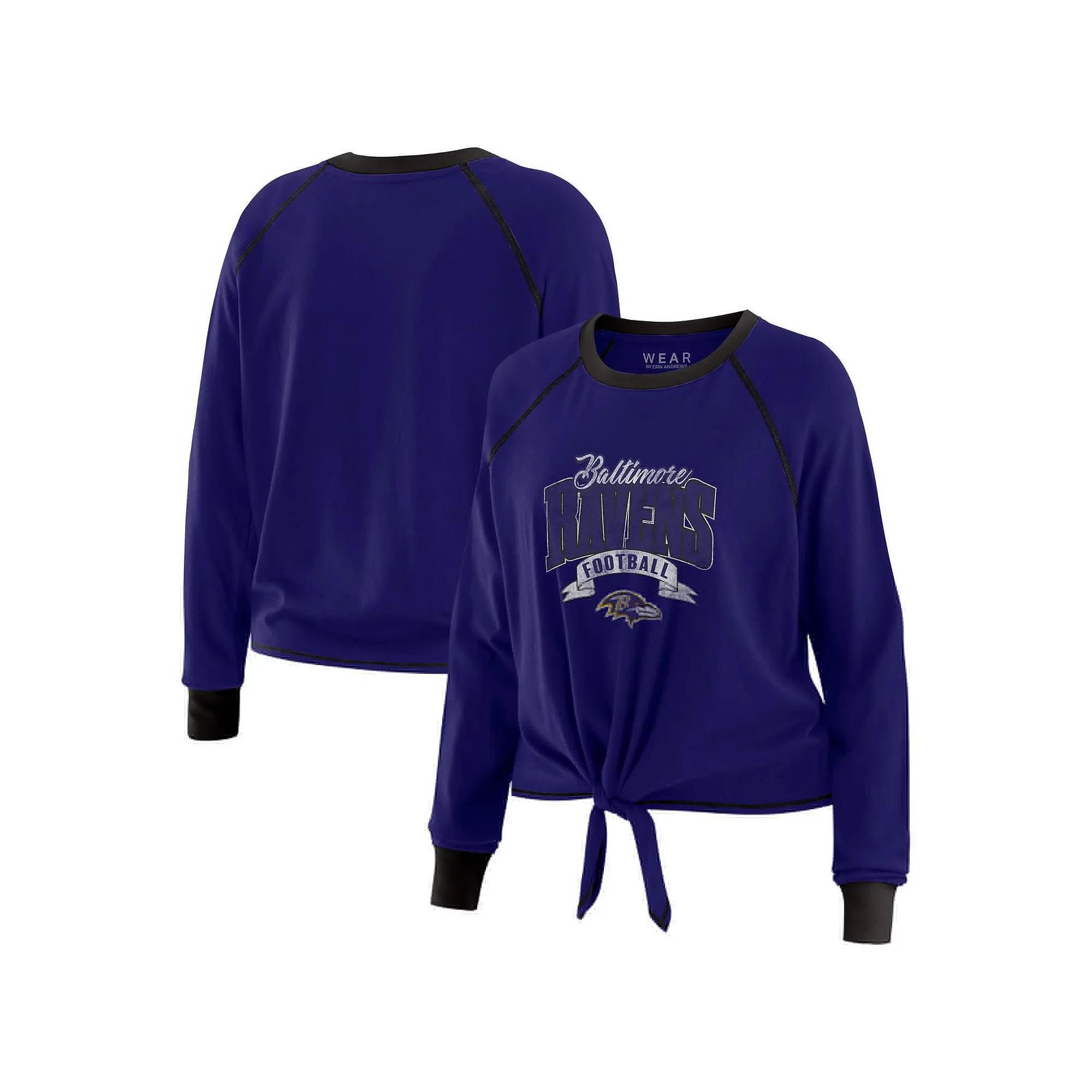 Women's WEAR by Erin Andrews Royal Denver Broncos Tie-Front Long Sleeve T-Shirt, Size: Small, Blue Product Image