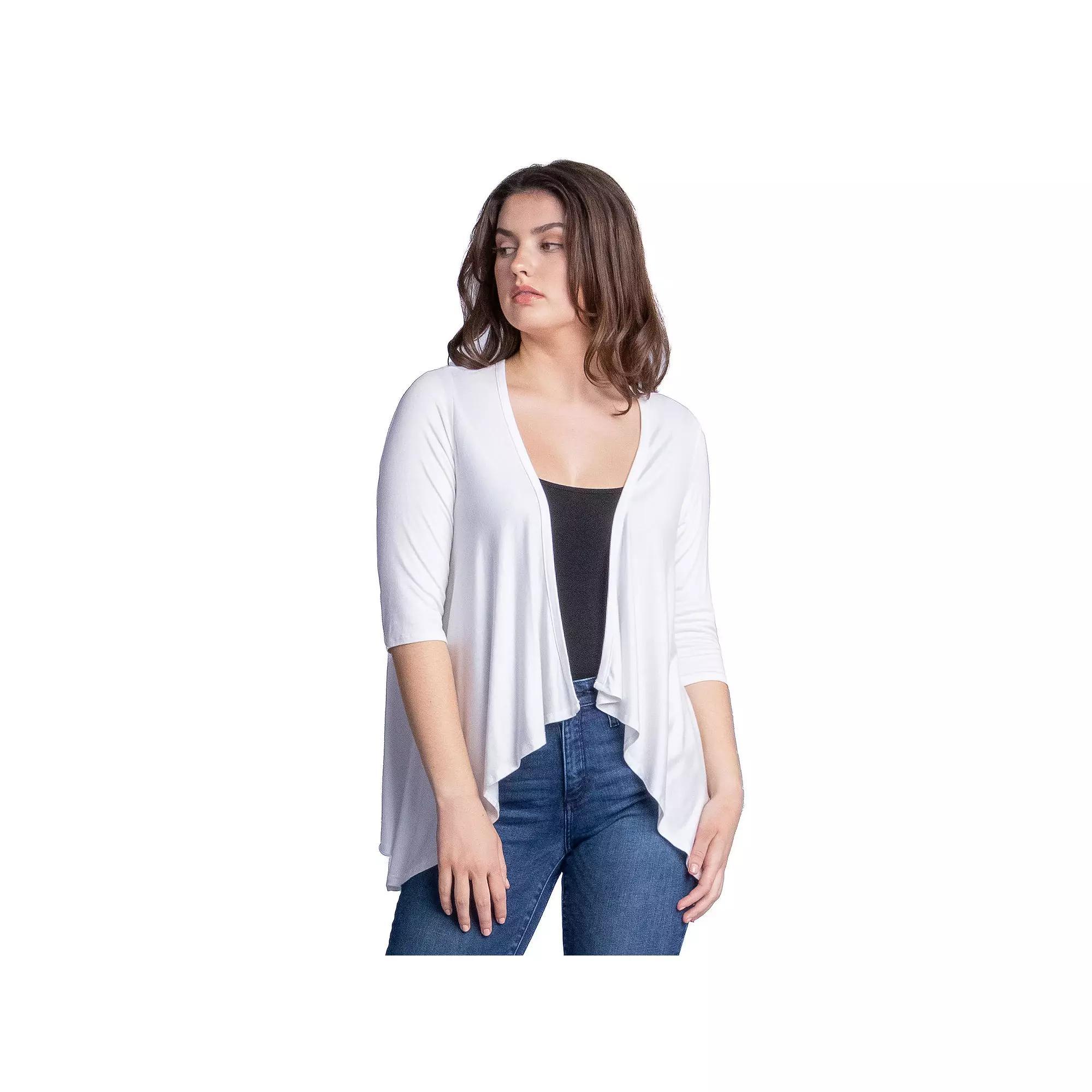 Womens 24Seven Comfort Apparel Elbow Length Sleeve Open Cardigan Red Product Image