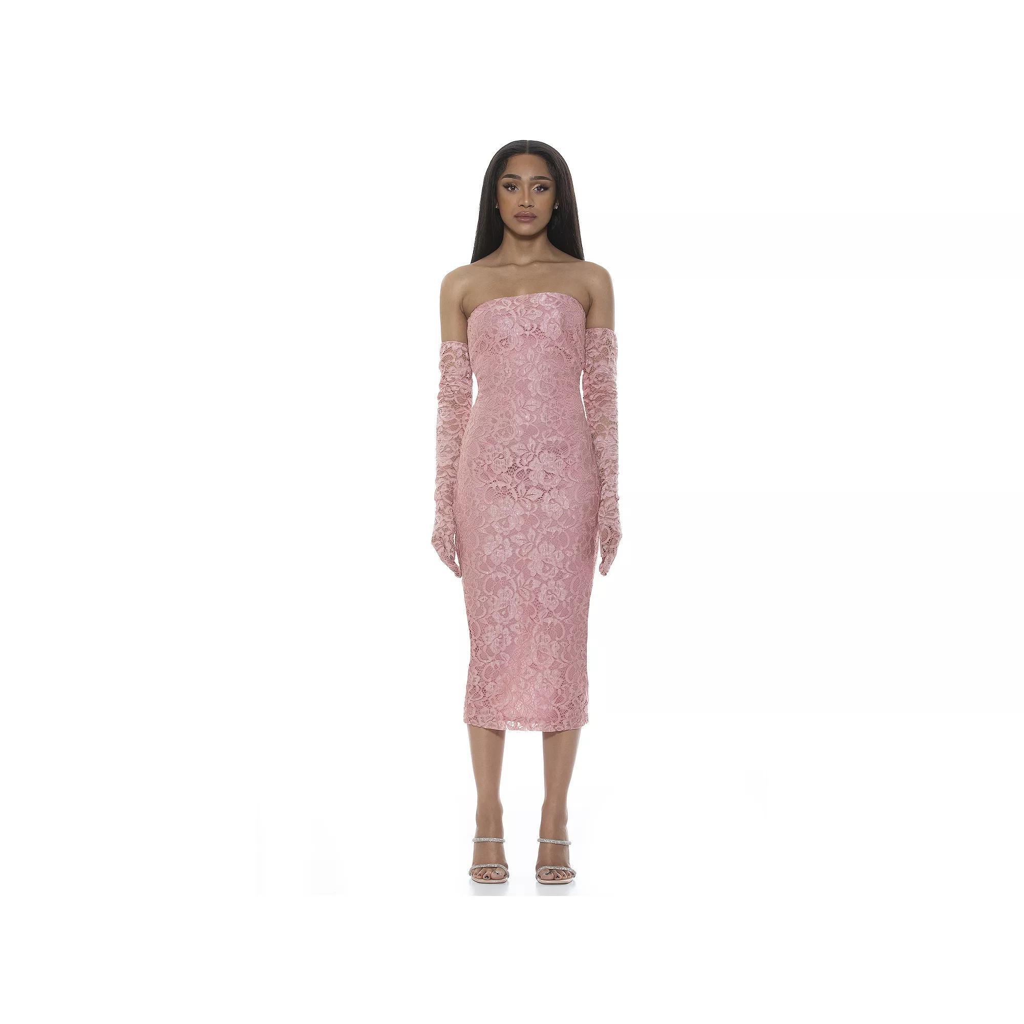 Women's ALEXIA ADMOR Zelle Strapless Midi Sheath Dress, Size: 12, Blush Product Image