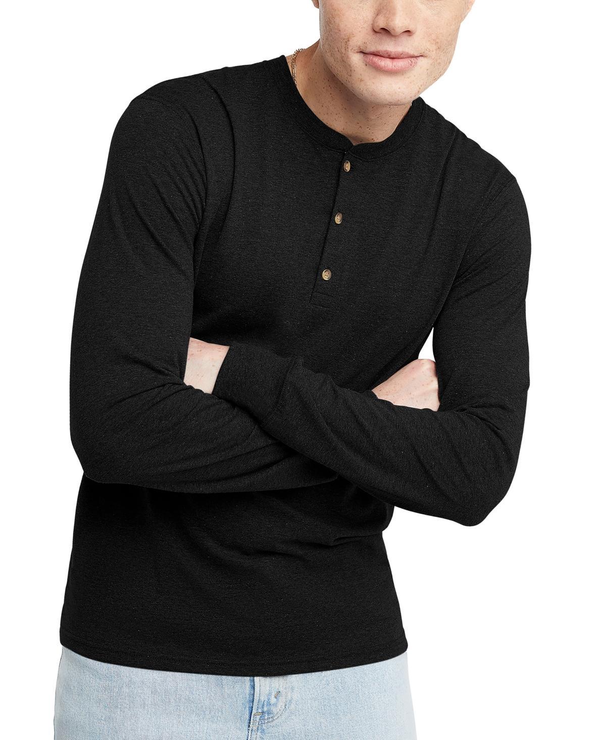 Men's Hanes Originals Tri-Blend Henley, Size: Medium, Eco White Product Image