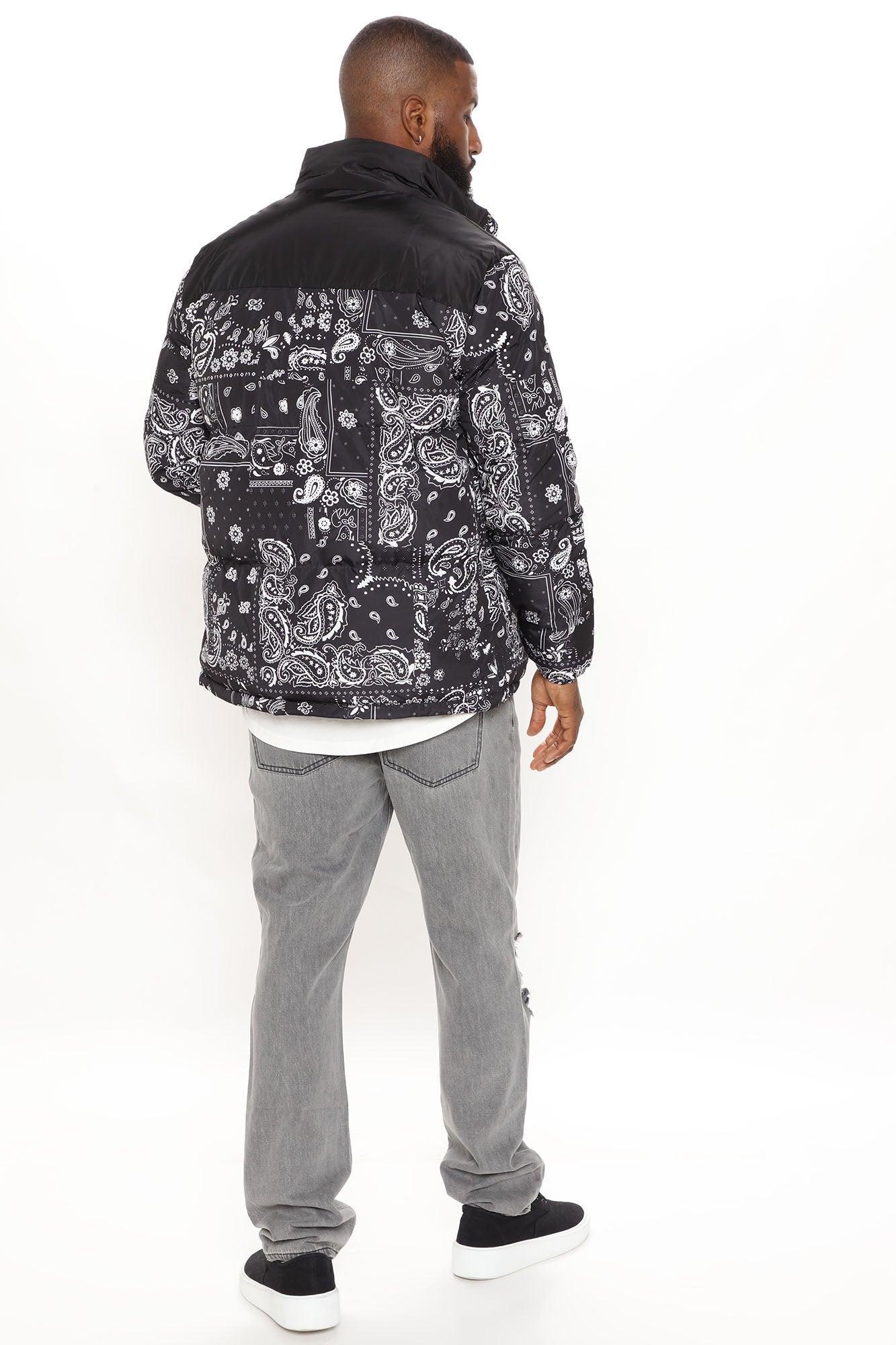 Paisley Puffer Jacket - Black Product Image