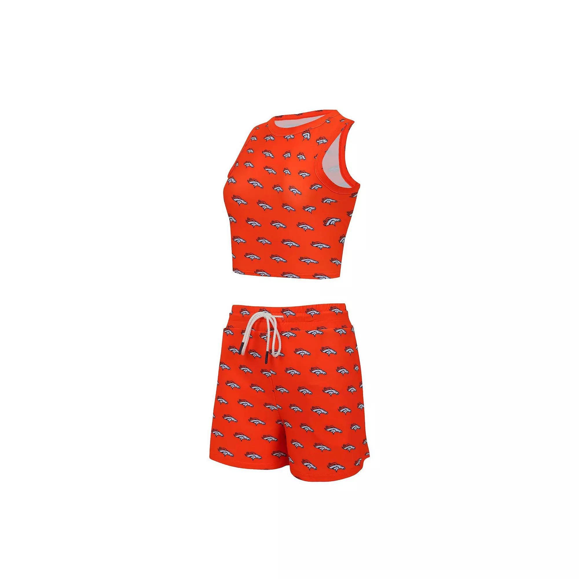 Women's Concepts Sport Denver Broncos Gauge Allover Print Cropped Tank Top & Shorts Sleep Set, Size: Small, Orange Product Image