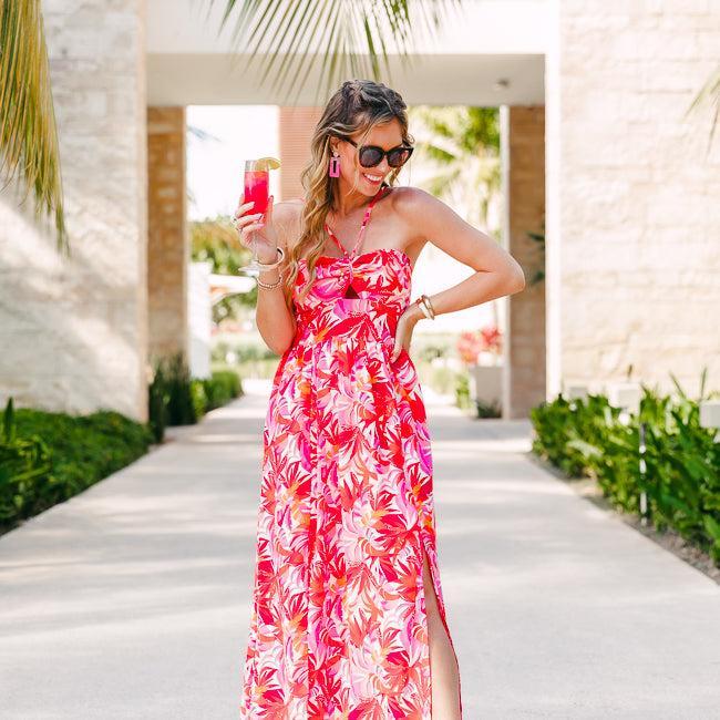 Soak In The Sun Tropical Print Maxi Dress Tori X Pink Lily Product Image