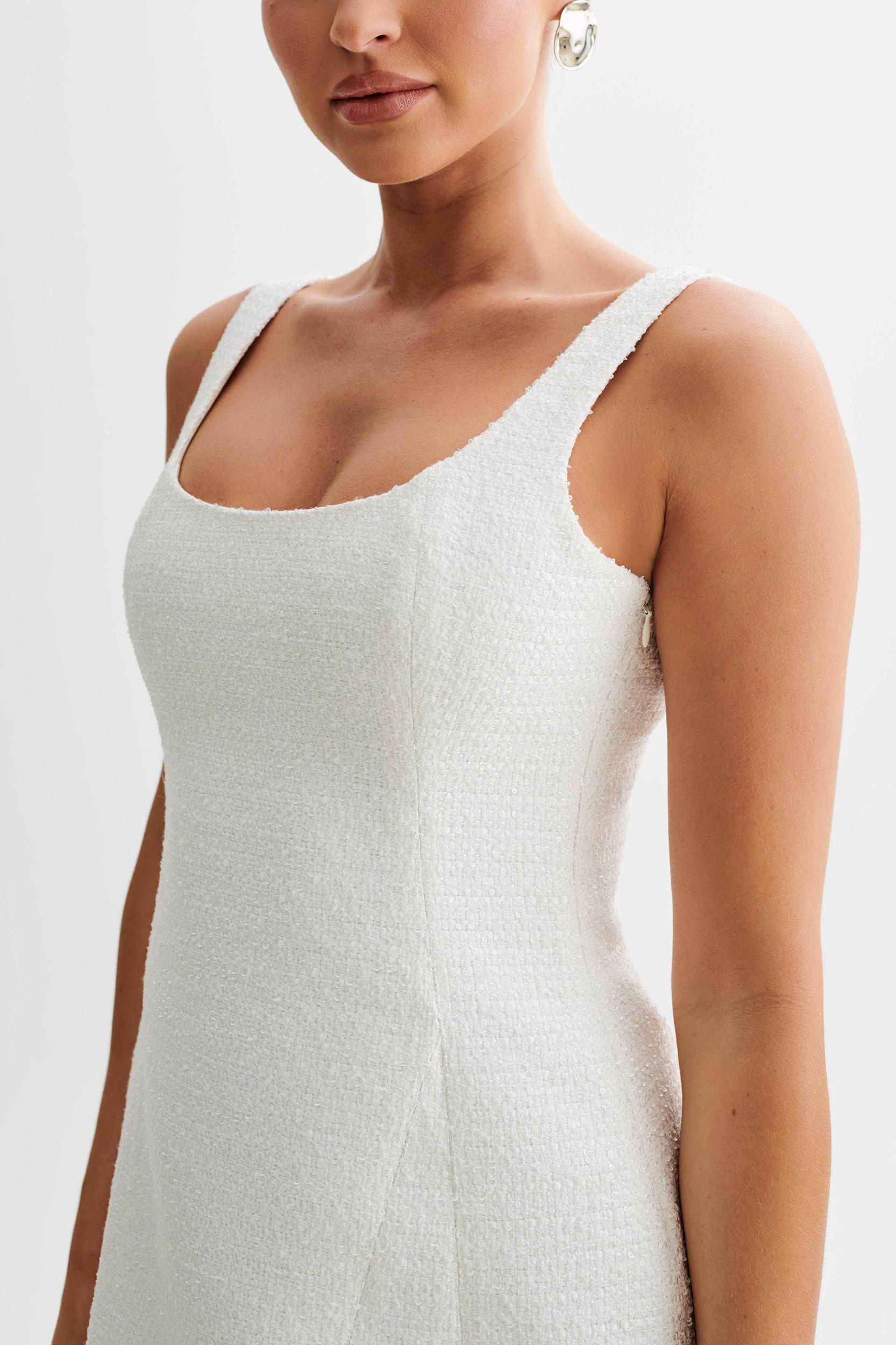 Beth Tweed Mini Dress - White Product Image