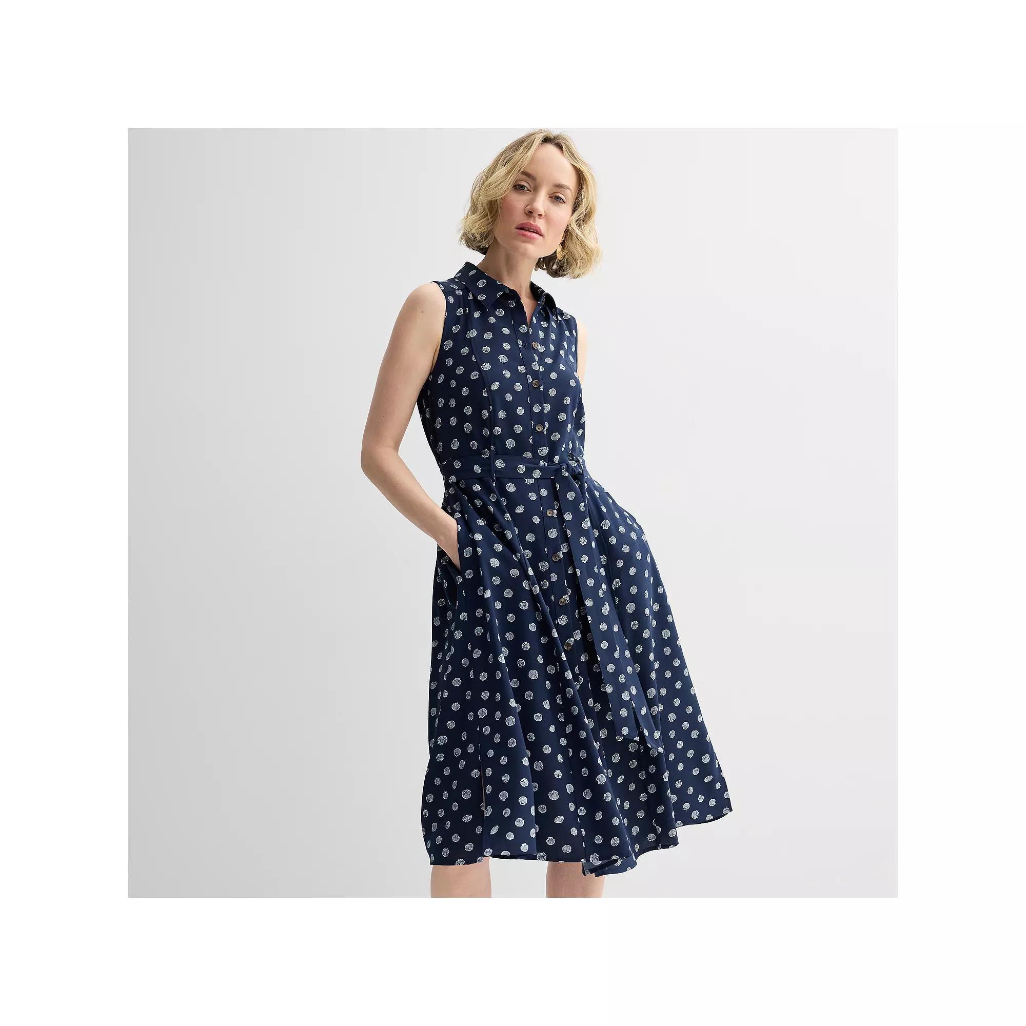 Women's Croft & Barrow® Y-Neck Shirtdress, Size: XXL, Black Tiny Geo Product Image