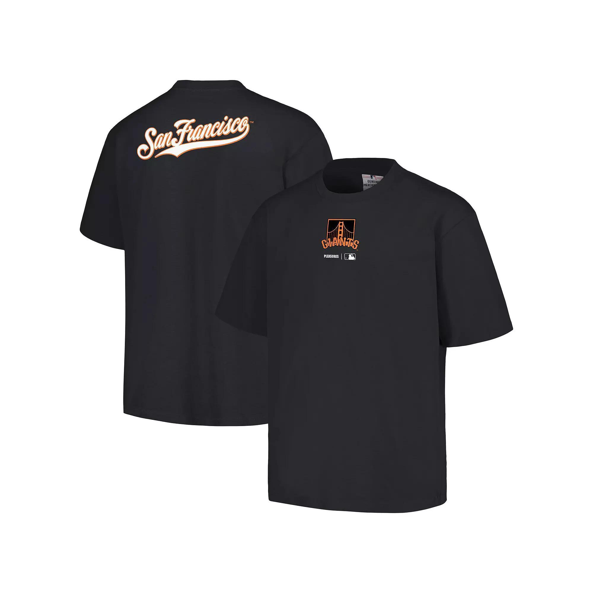 Men's PLEASURES  Black San Francisco Giants Mascot T-Shirt, Size: Small Product Image