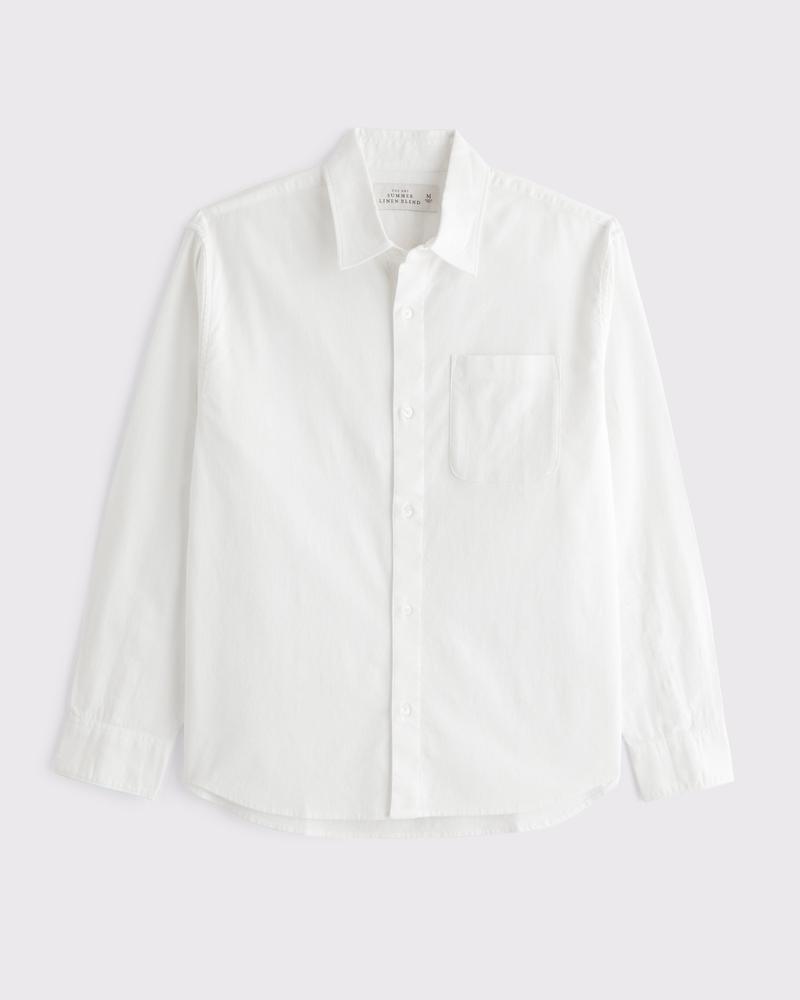 Summer Linen-Blend Button-Up Shirt Product Image