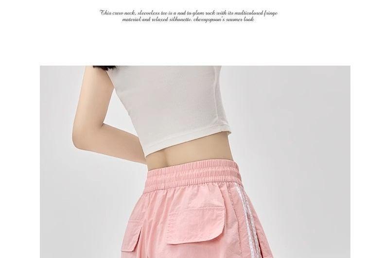 High Waist Bow Accent Striped Loose-Fit Wide-Leg Sweatpants Product Image