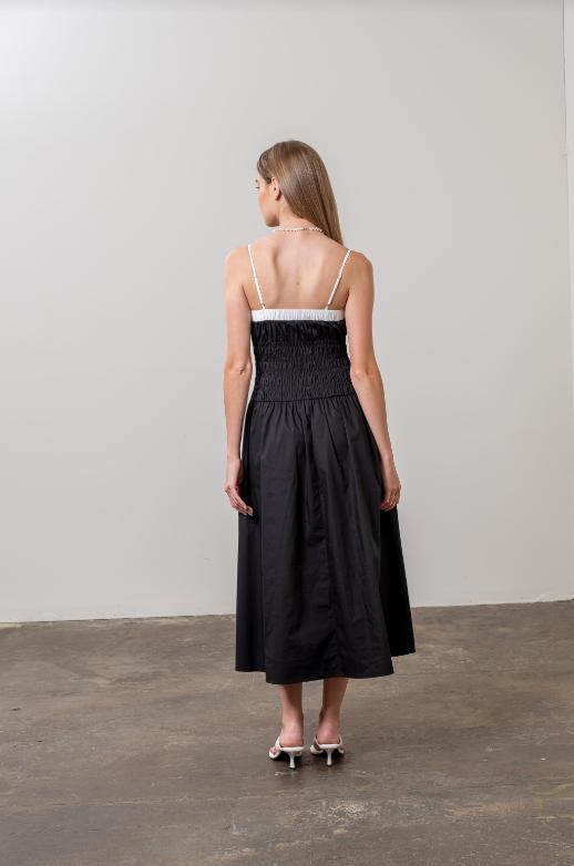Alexandra Smocked Midi Dress | Black Product Image
