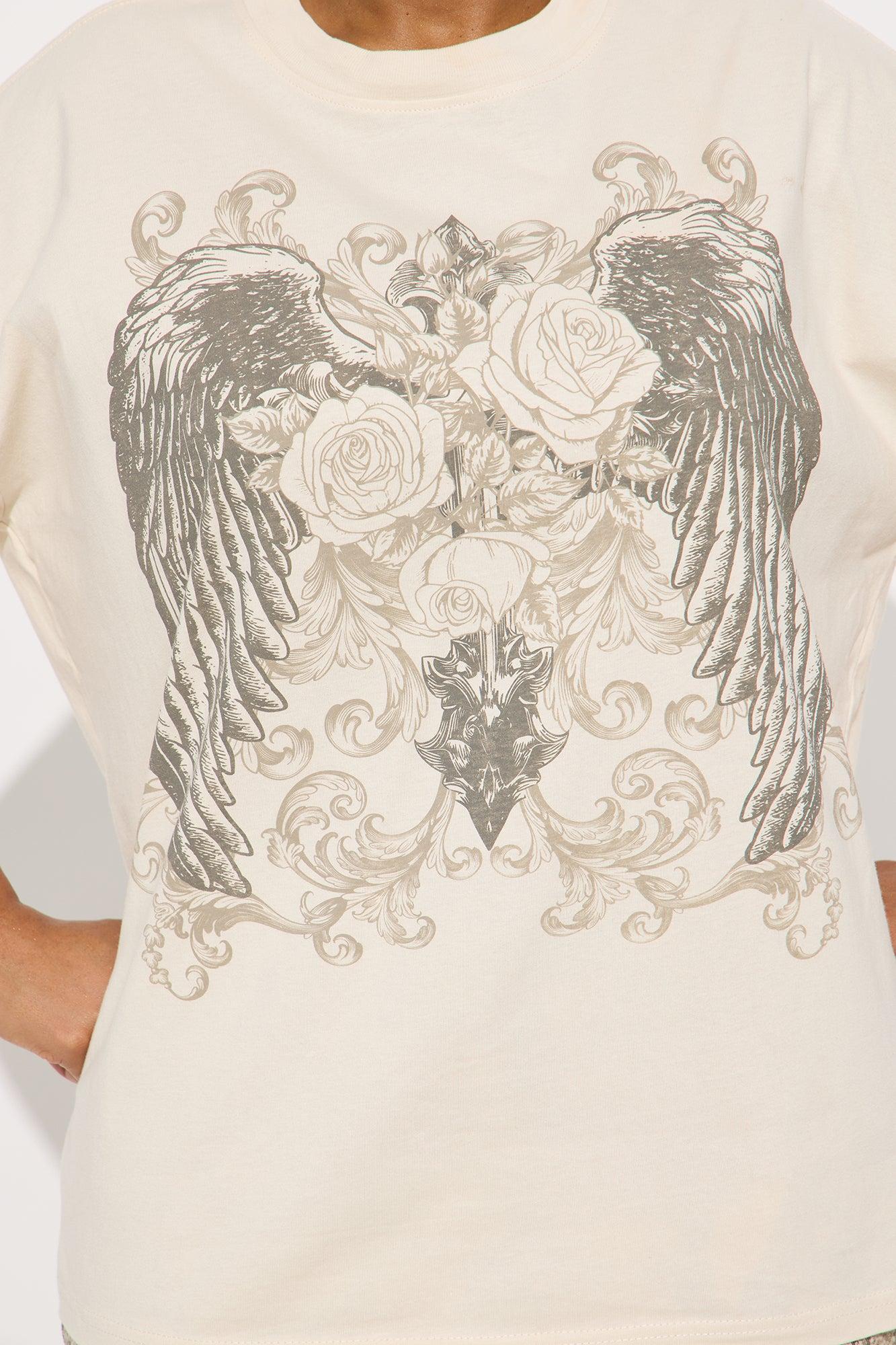 Thorned Wings Washed Tee - Off White Female Product Image
