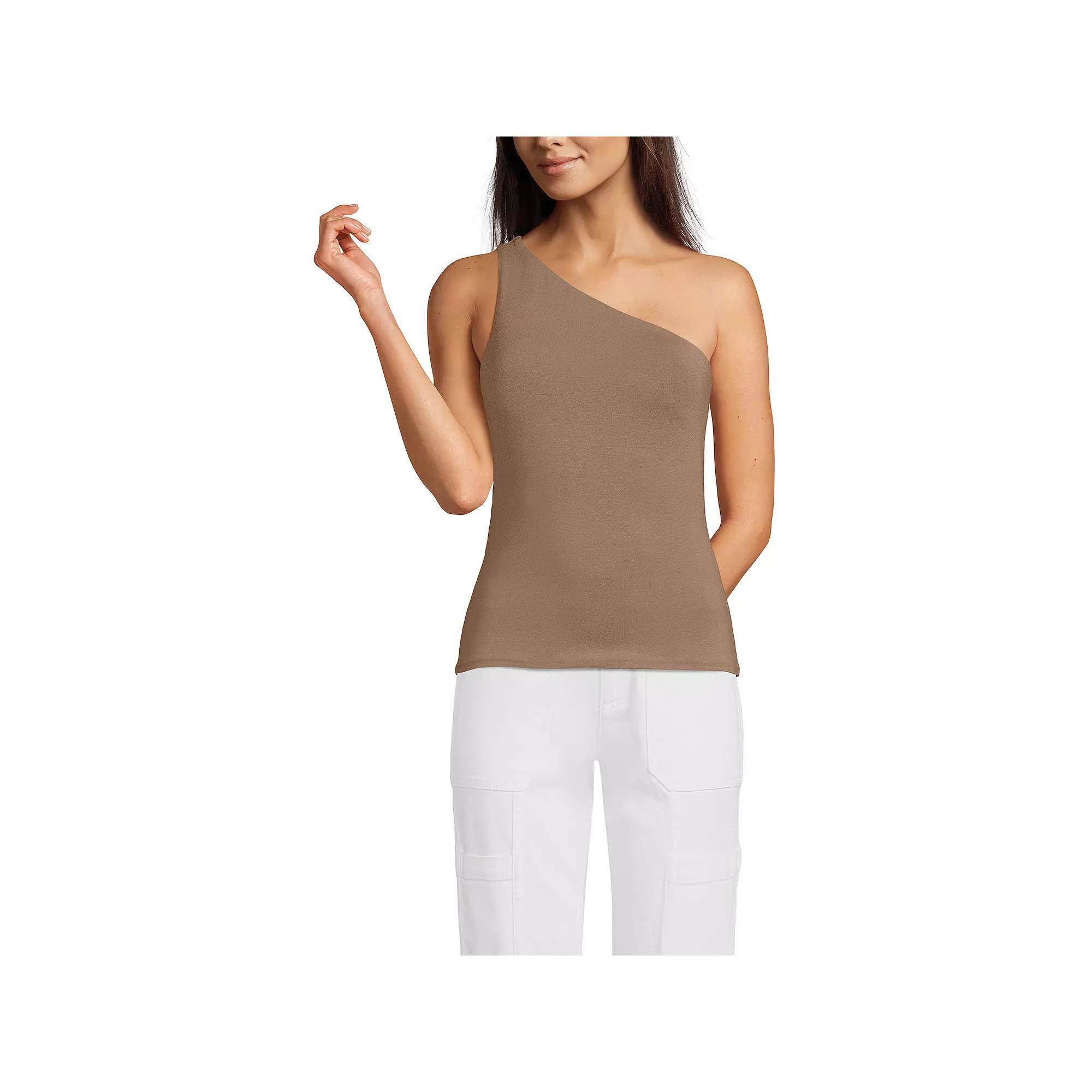Women's Lands' End Slender One-Shoulder Top, Size: Small, Honey Beige Product Image