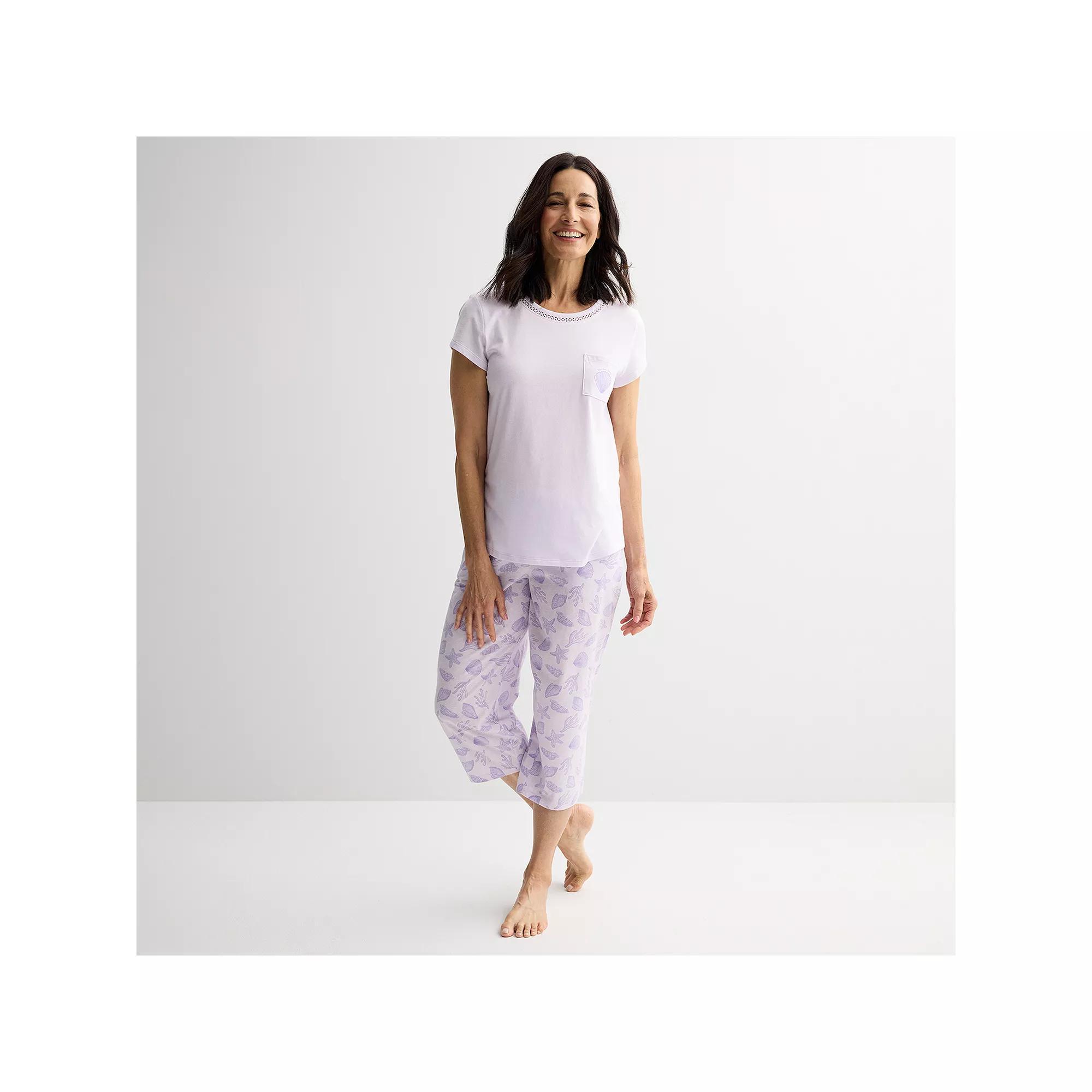 Petite Croft & Barrow® Mom's Day Pajama Top & Pajama Bottoms Set, Women's, Size: Small Petite, Purple Shell Product Image