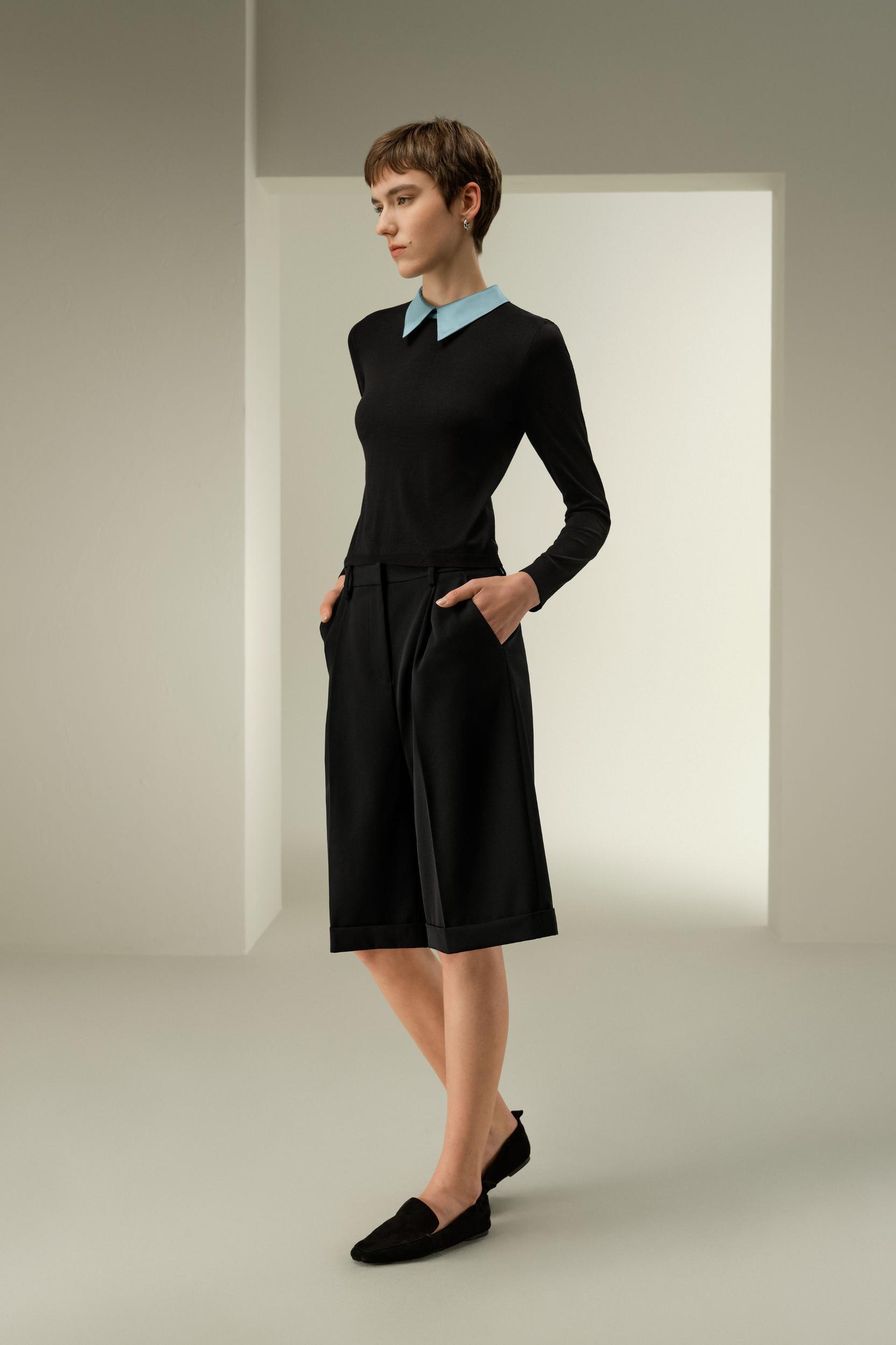 Elitist Silk Knitted Top with Collar Product Image