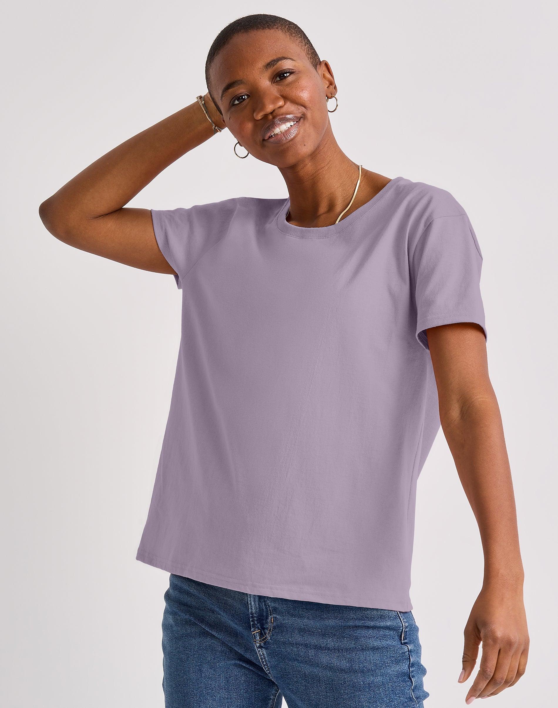 Hanes Essentials Womens Cotton T-Shirt, Oversized Fit Happy Spring Green M Product Image