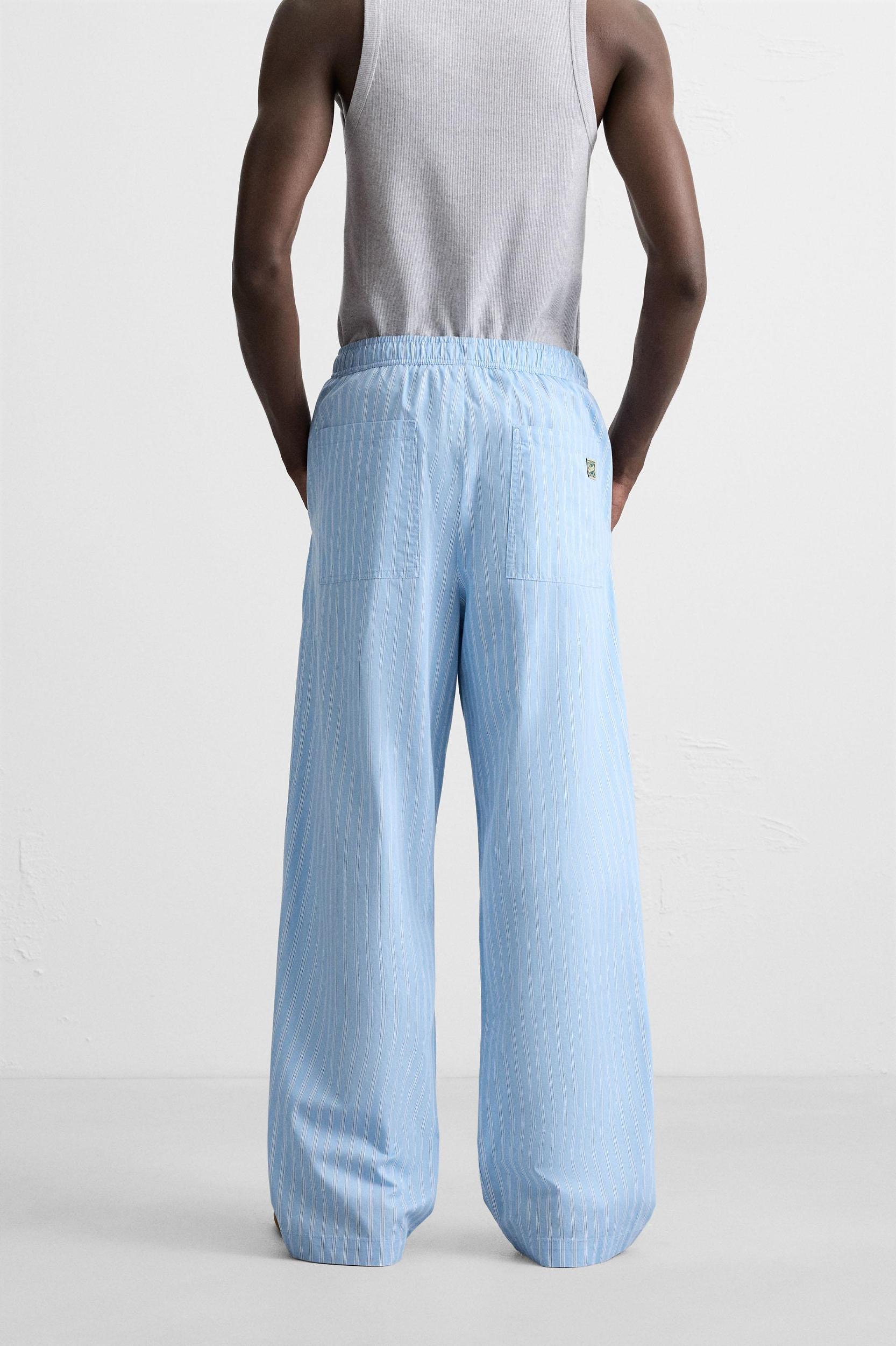 STRIPED TEXTURED PANTS Product Image