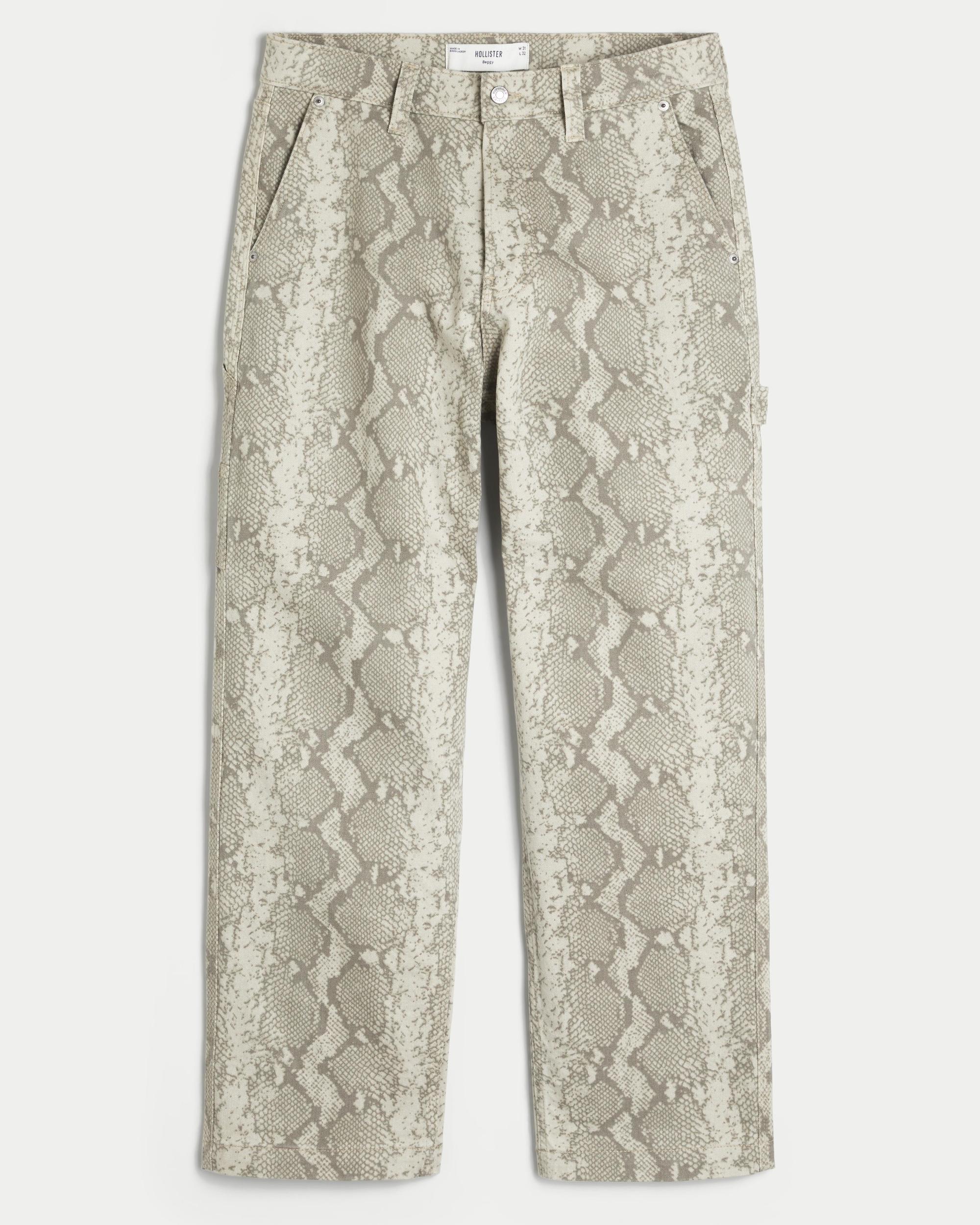 Snake Skin Print Baggy Painter Jeans Product Image