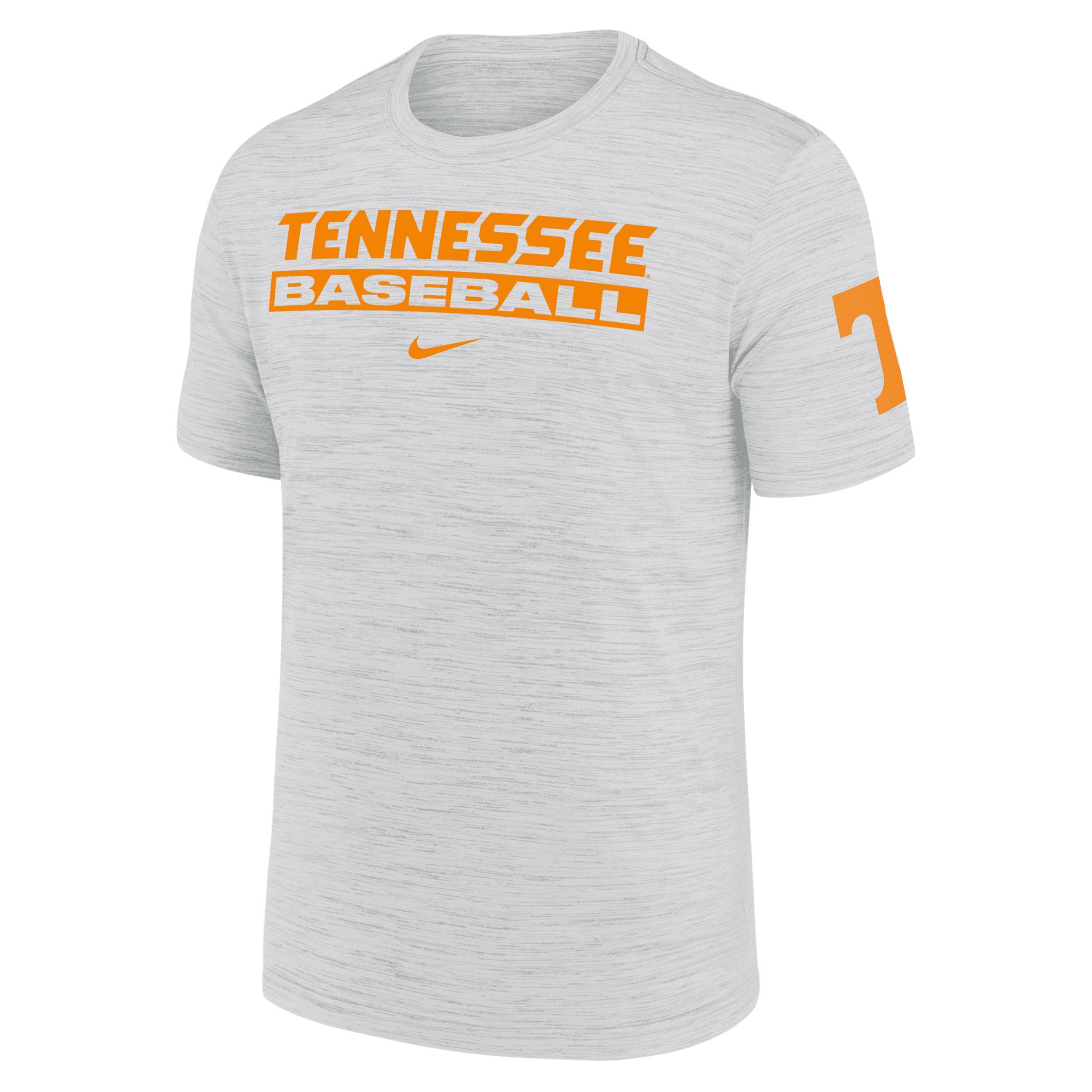Men's Nike Ash Tennessee Volunteers Velocity Baseball Wordmark Stack Performance T-Shirt, Size: Large, Black Product Image