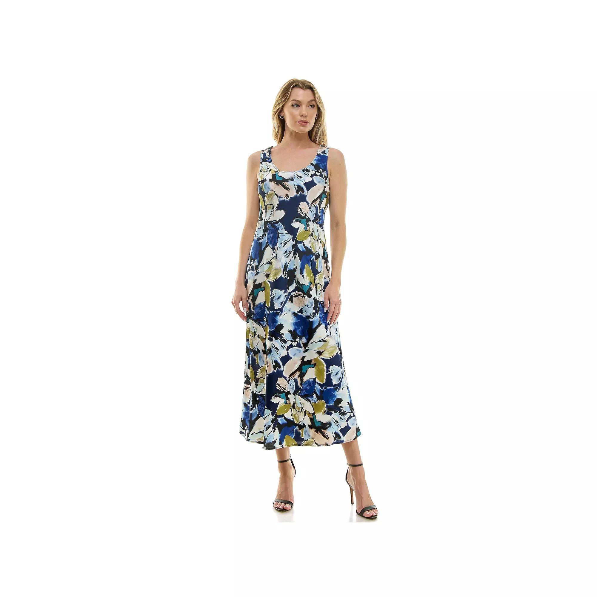 Women's Luxology Sleeveless Satin Slip Dress, Size: Medium, Navy Blue Green Product Image