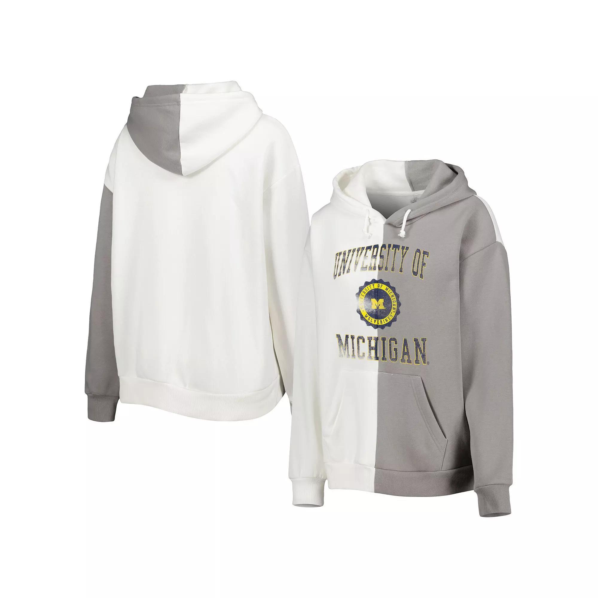 Women's Gameday Couture Gray/White Michigan Wolverines Split Pullover Hoodie, Size: Large Product Image