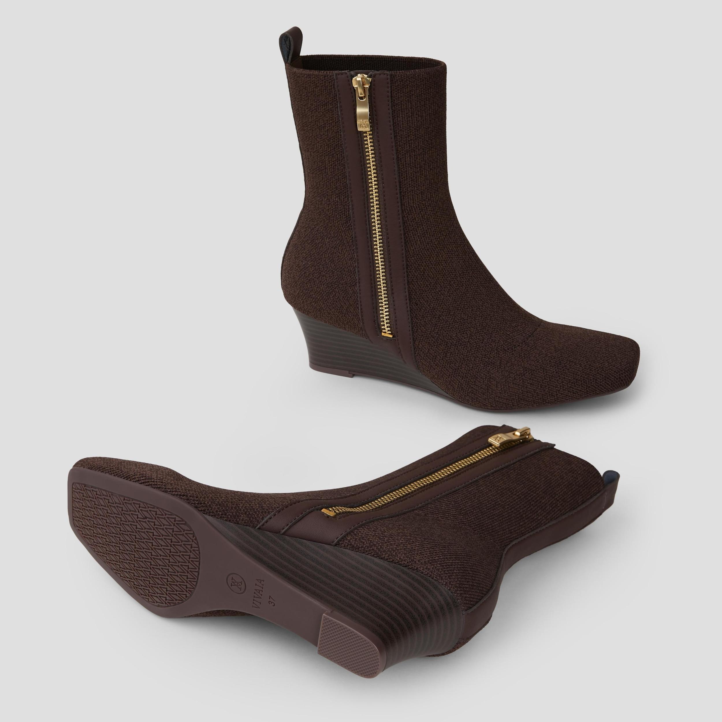 Square-Toe Water-Repellent Zipper Boots (Micaela) Product Image