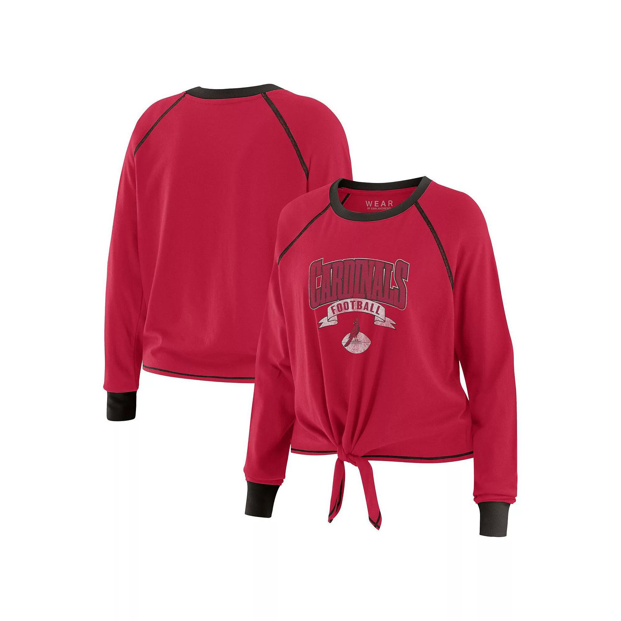 Women's WEAR by Erin Andrews Red/Black Kansas City Chiefs Tie-Front Long Sleeve Top, Size: XS Product Image