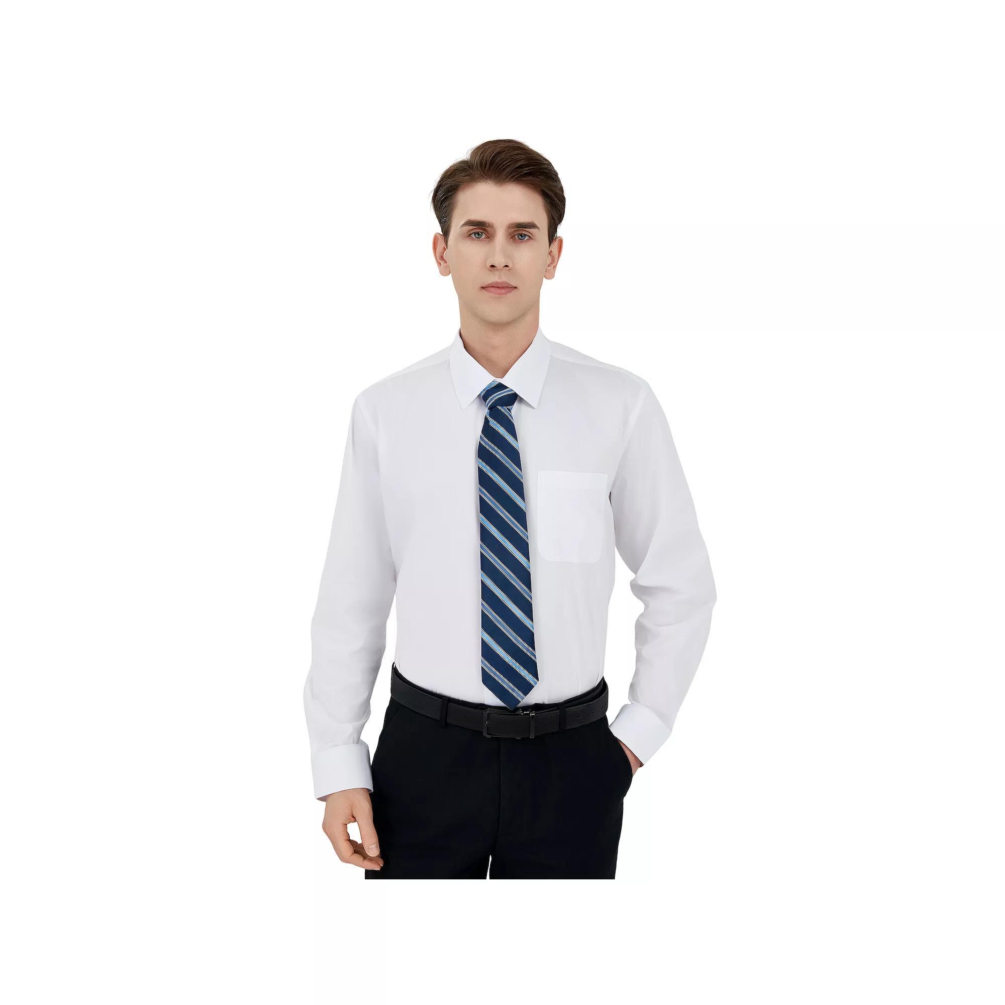 Men's Bespoke Classic-Fit Dress Shirt & Tie Set, Size: Medium-32/33, White Product Image