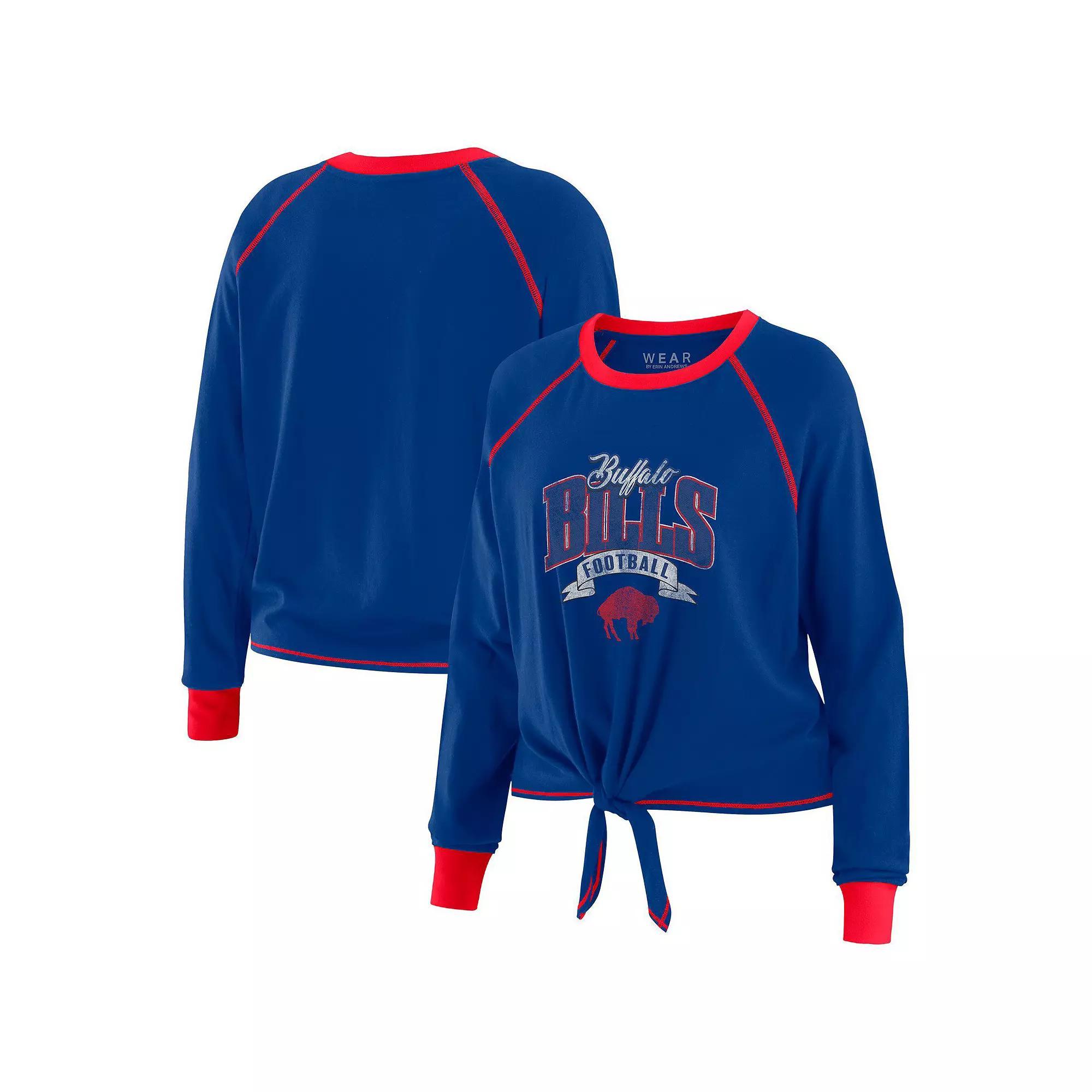 Women's WEAR by Erin Andrews Royal Denver Broncos Tie-Front Long Sleeve T-Shirt, Size: Small, Blue Product Image