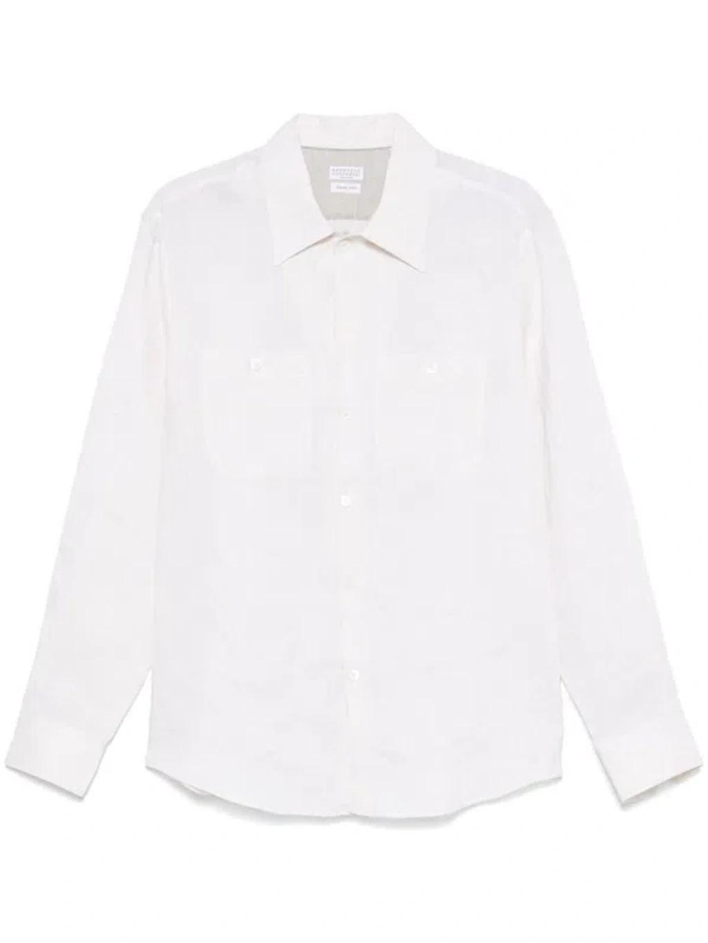 BRUNELLO CUCINELLI Linen Shirt In Beige Product Image