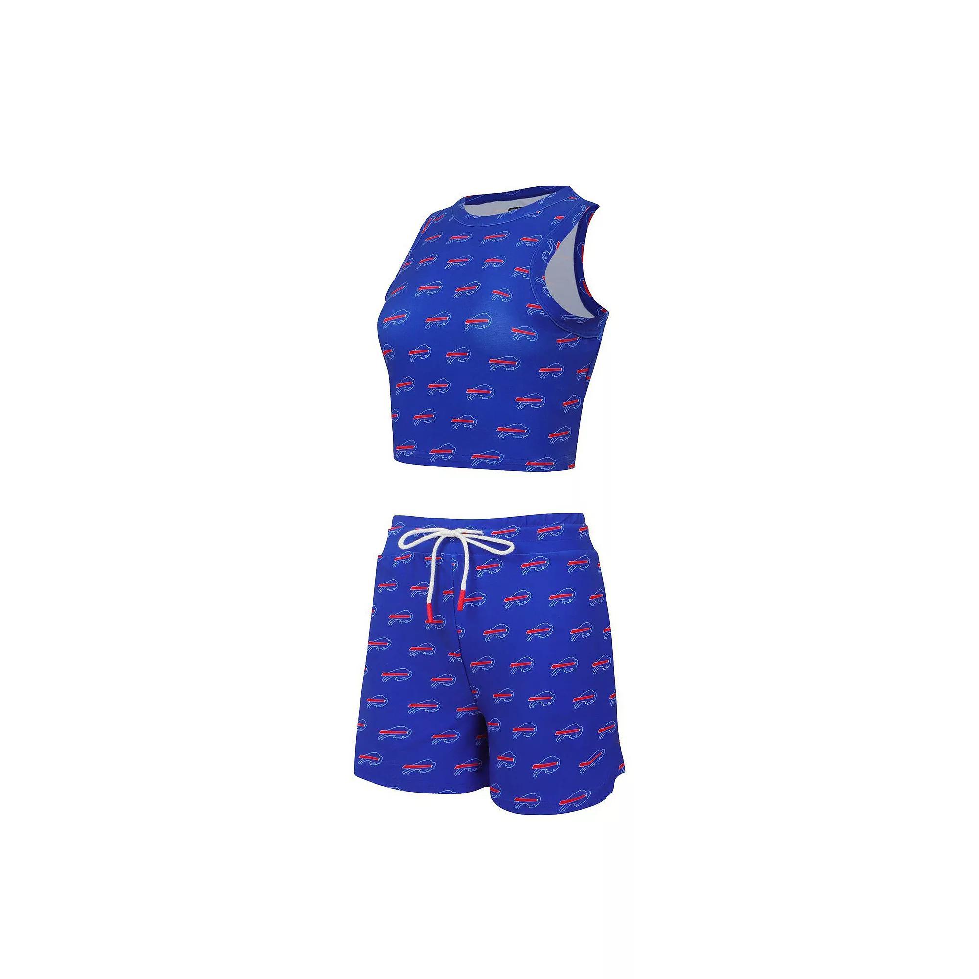 Women's Concepts Sport Buffalo Bills Gauge Allover Print Cropped Tank Top & Shorts Sleep Set, Size: Small, Blue Product Image