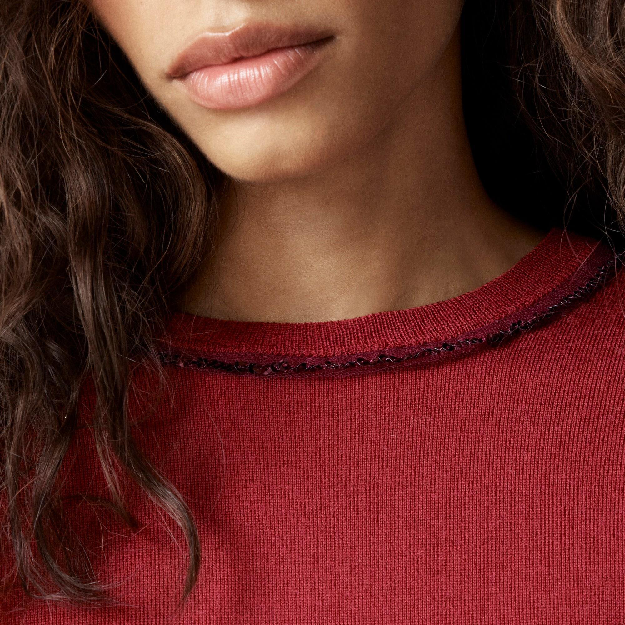 Carolyn embellished fitted crewneck sweater in merino wool Product Image