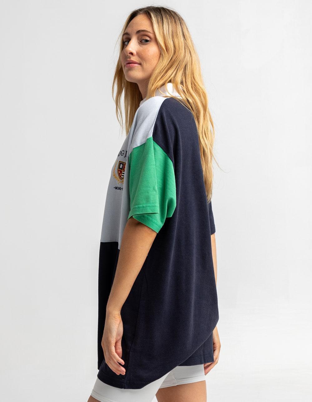 BDG URBAN OUTFITTERS Womens Crest Spliced Oversize Polo Shirt - MULTI Product Image