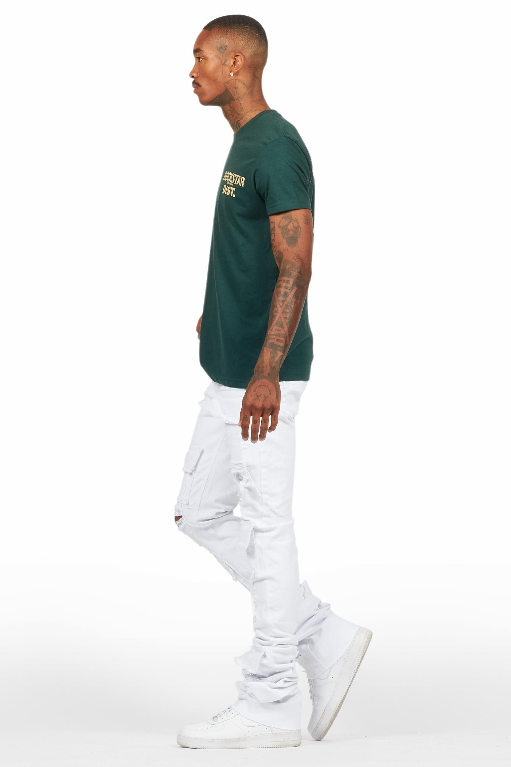 Pooja White Super Stacked Flare Jean Male Product Image
