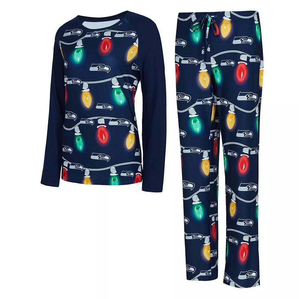 Women's Concepts Sport Seattle Seahawks Garland Knit Raglan Long Sleeve T-Shirt & Pants Set, Size: Medium, Team Product Image