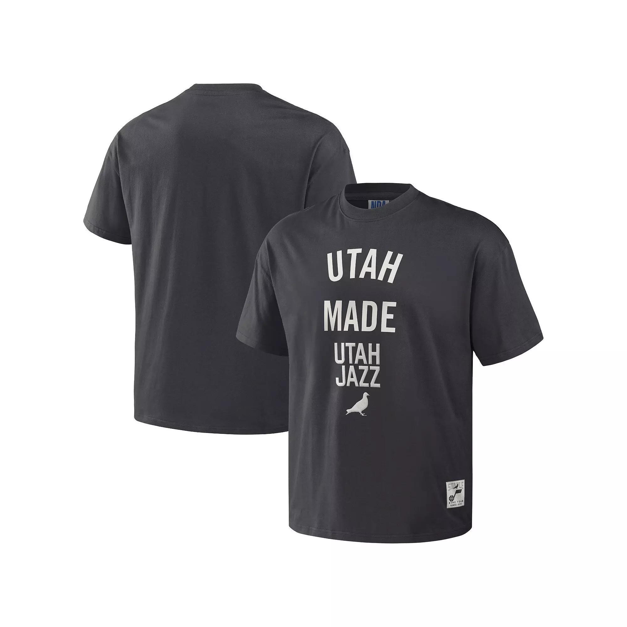 Men's NBA x Staple Anthracite Utah Jazz Heavyweight Oversized T-Shirt, Size: Large, Jaz Grey Product Image