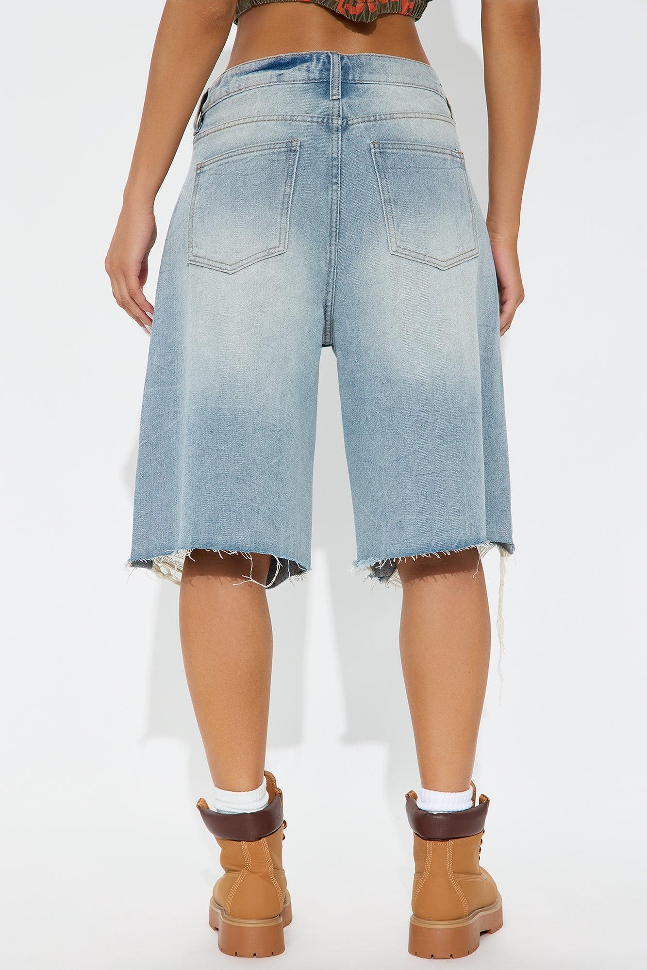 Watch Me Go Ripped Denim Shorts - Vintage Wash Product Image