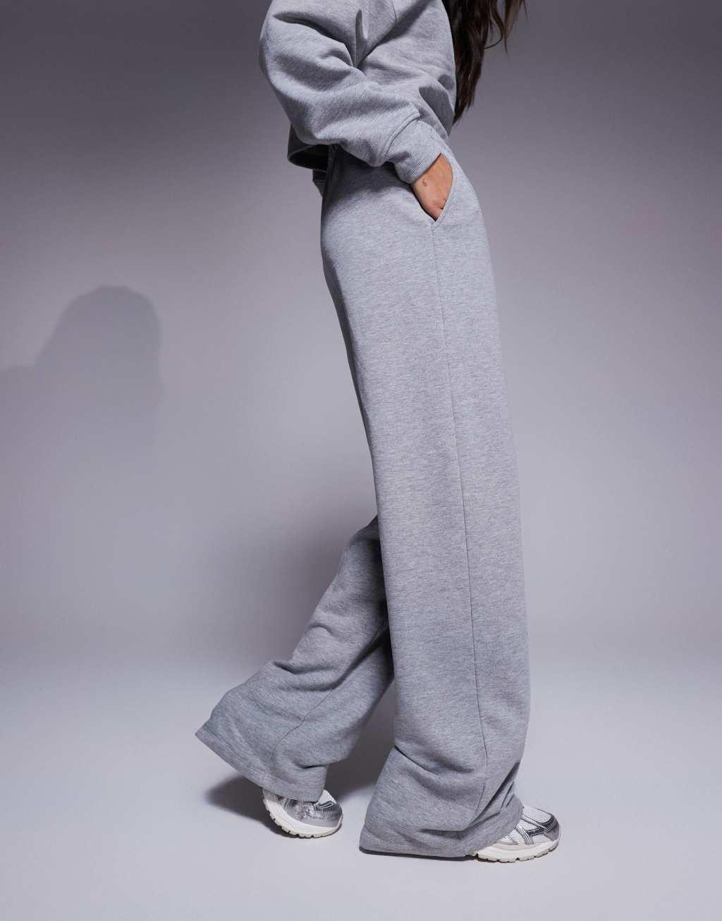 ASOS 4505 quick dry heavyweight wide leg training sweatpants in gray heather Product Image