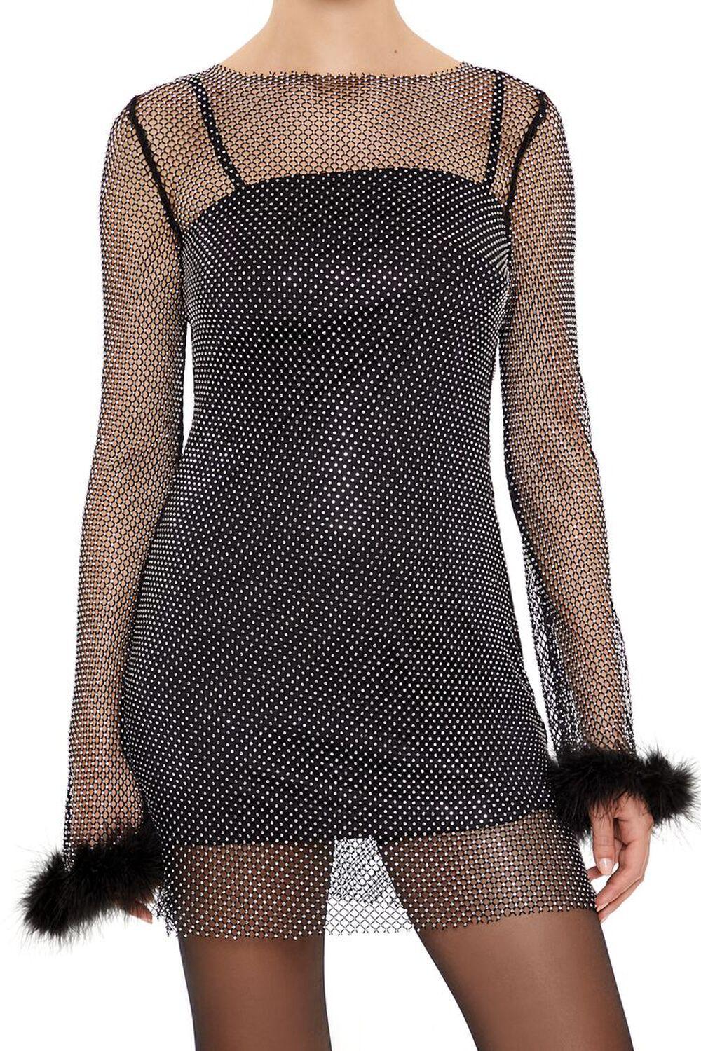Netted Rhinestone Combo Dress | Forever 21 Product Image
