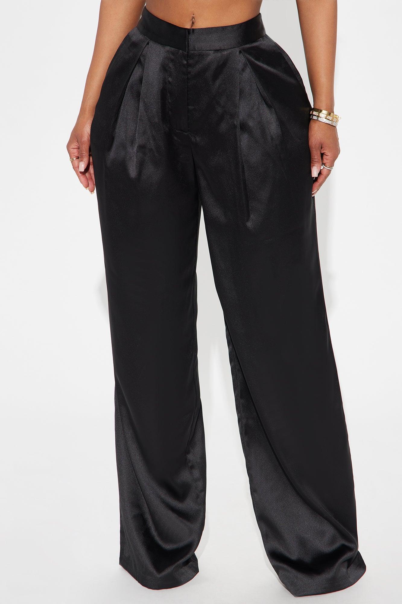 Ella Satin Trouser - Black Product Image