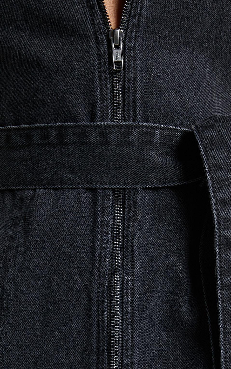 Nandini Mini Dress - Zip Through Denim Dress in Black Wash Product Image