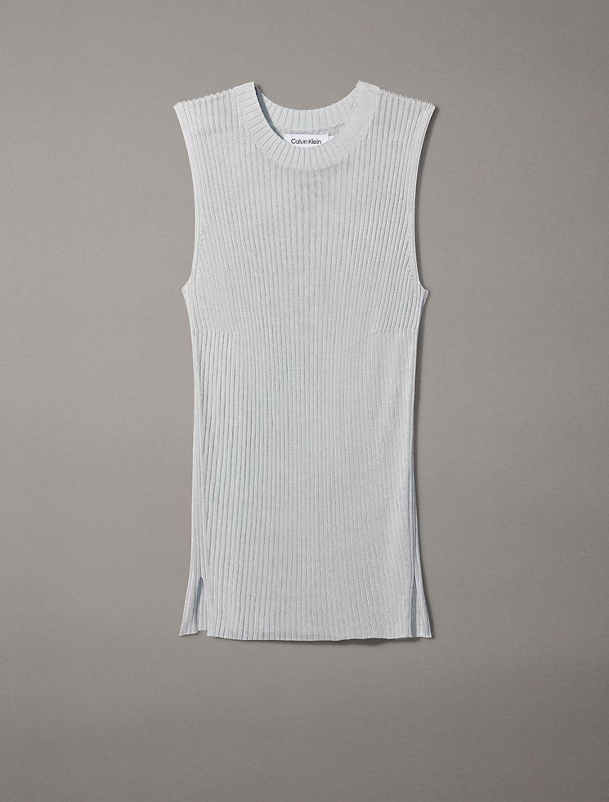 Striped Viscose Shine Sweater Tank Product Image