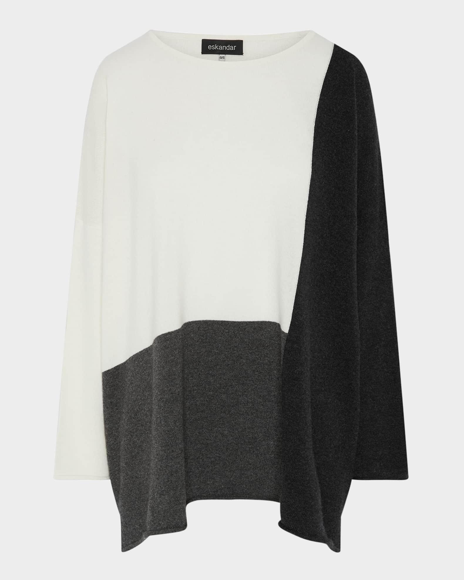 Color Block Cashmere Bateau-Neck Sweater (Long Length) Product Image