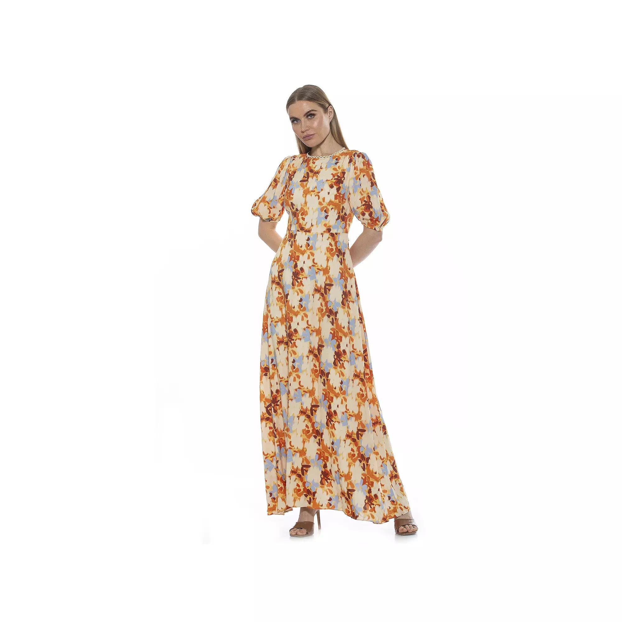 Women's ALEXIA ADMOR Open Back Fit & Flare Maxi Dress, Size: 6, Ivory Product Image