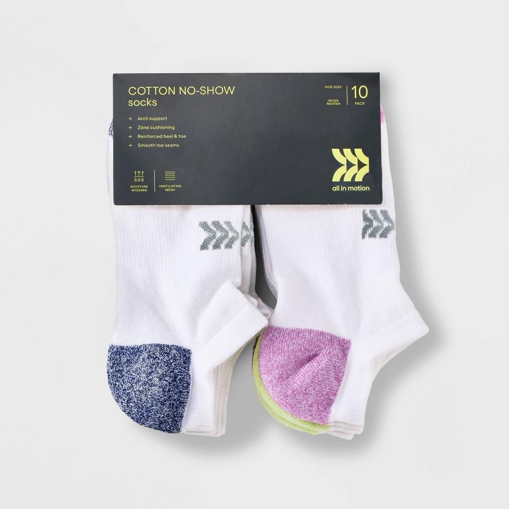 Womens 10pk Cushioned Marled Heel/Toe No Show Athletic Socks - All In Motion 4-10 Product Image