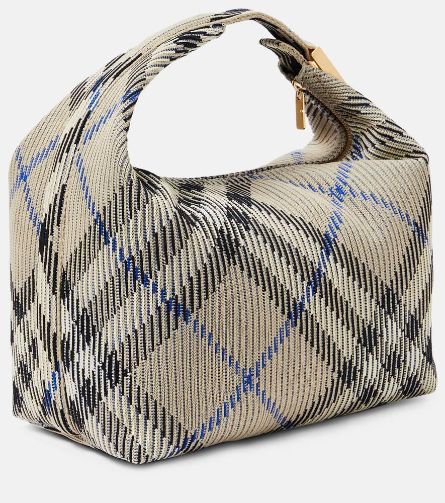 BURBERRY Medium Peg Checked Tote Bag In Lichen Product Image