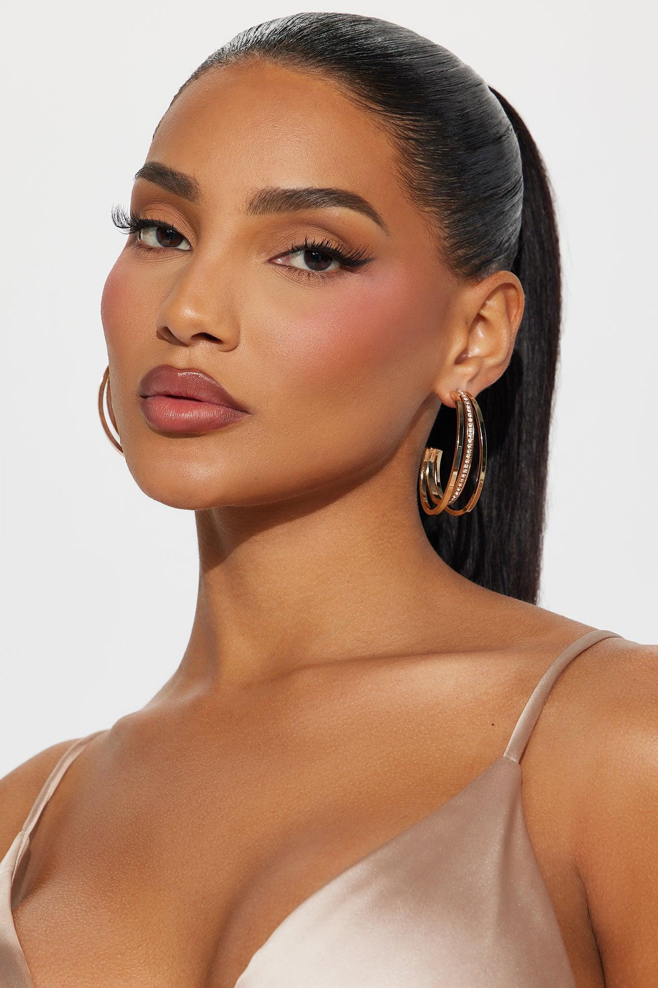 Triple Layers Hoop Earrings - Gold Product Image